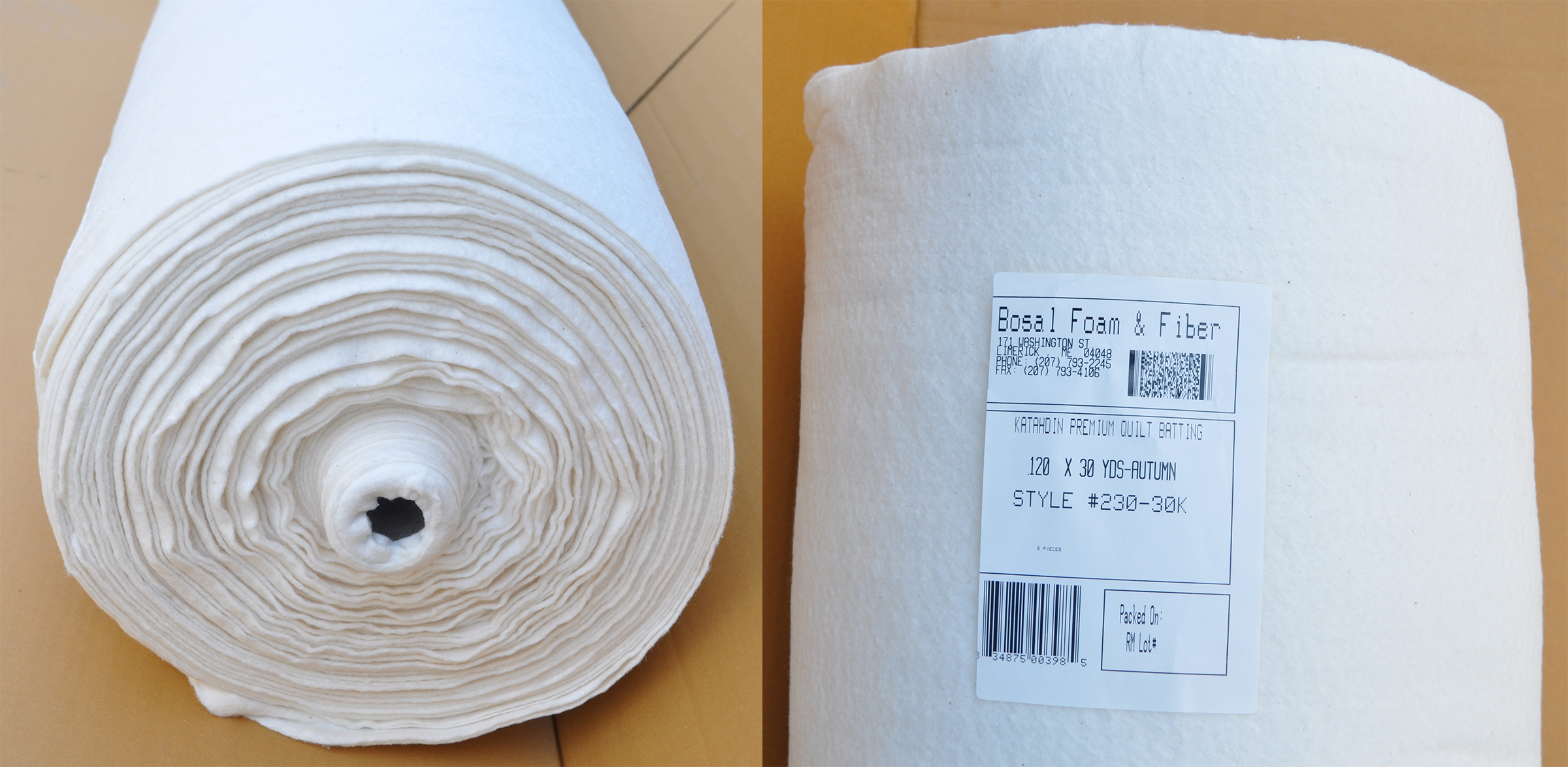 QUILT BATTING FAB:120"x30YD (230K-30/BOS) 1 QUILT BATTING FAB:120"x30YD (230K-30/BOS)