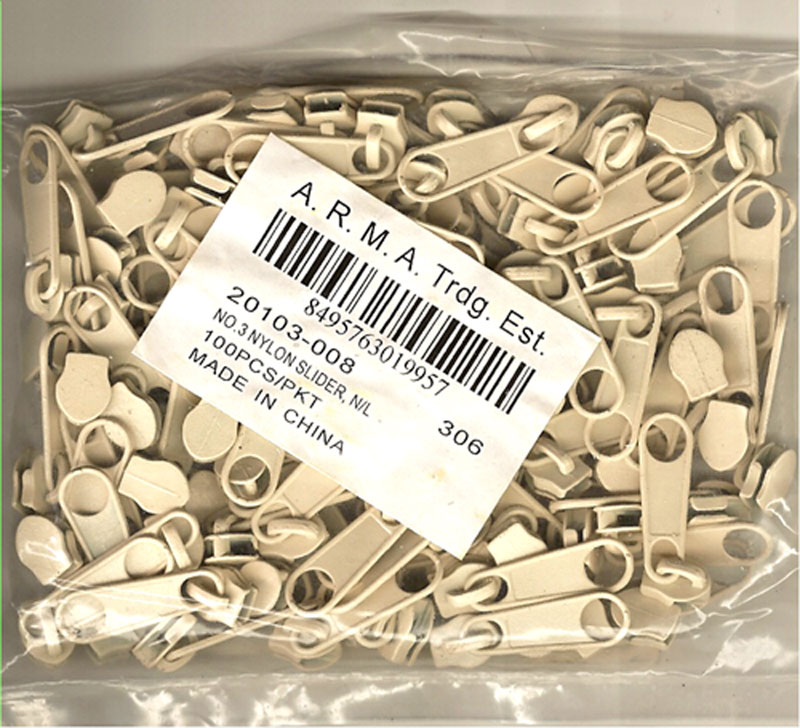ZIPPER SLIDER,N/L:3(100PC/PKT) (20103-008) 1 ZIPPER SLIDER,N/L:3(100PC/PKT) (20103-008)