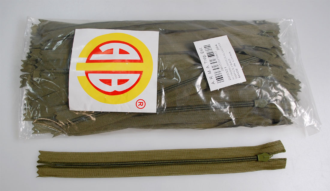 INV ZIPPER,NYLON:50PC/BAG (220321/8)
