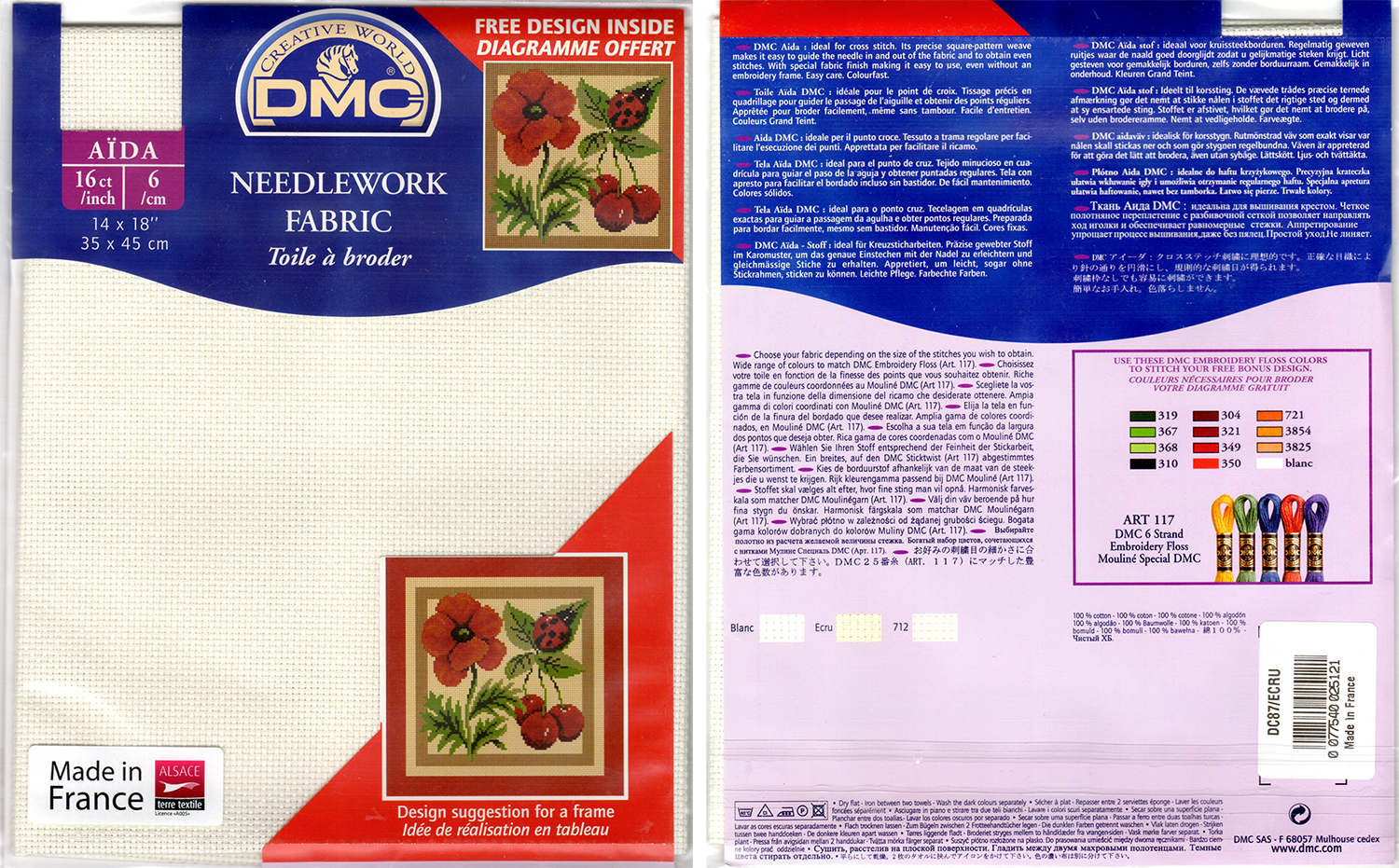 NEEDLE WORK FABRIC:14x18" (DC87/ECRU) 1 NEEDLE WORK FABRIC:14x18" (DC87/ECRU)