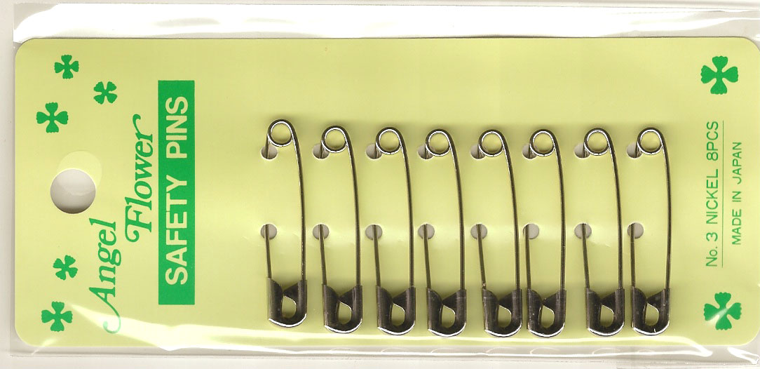 SAFETY PIN;ANGEL FLOWER:24CRD (3/NICKELLED)