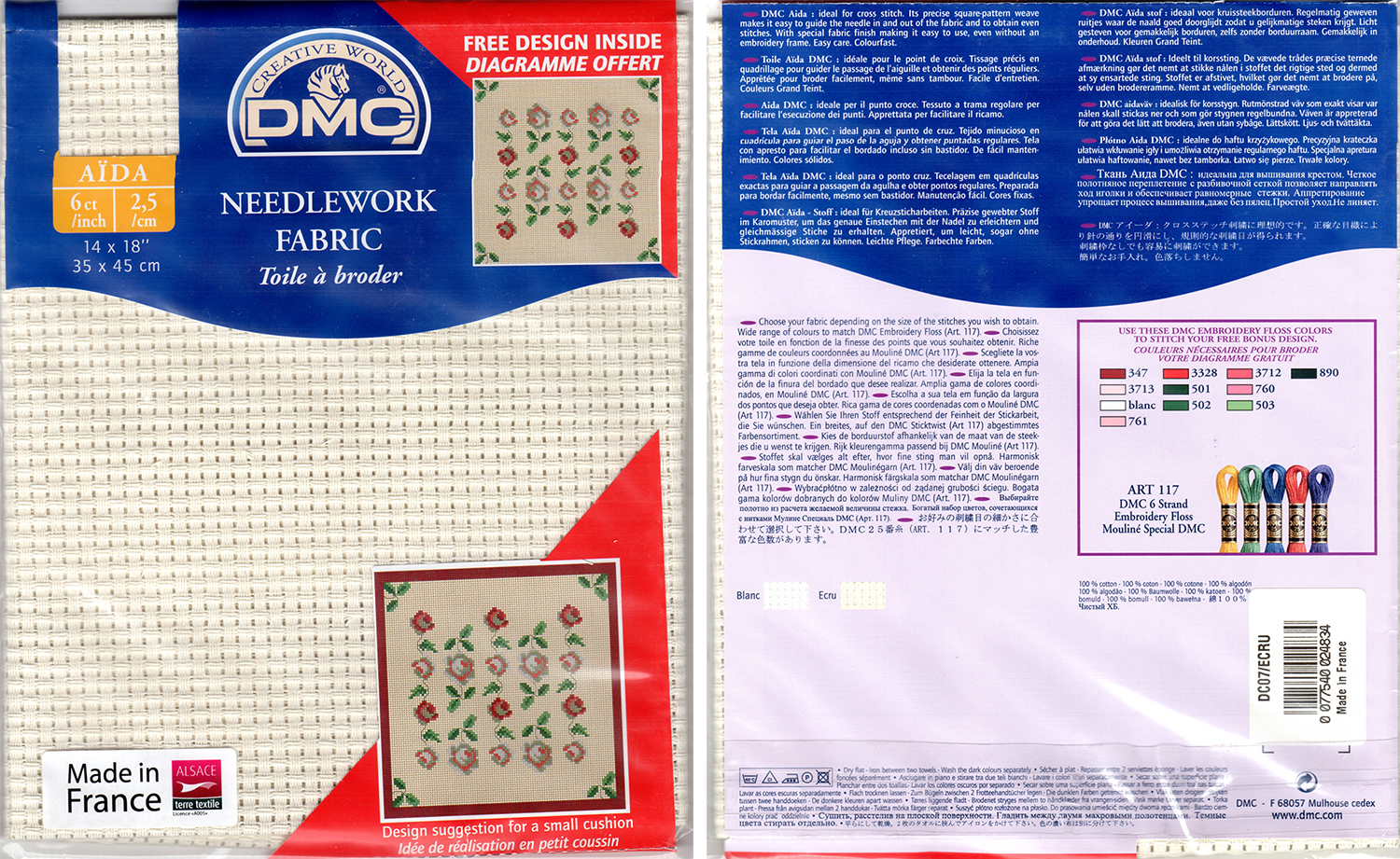 NEEDLE WORK FABRIC:14x18" (DC07/ECRU) 1 NEEDLE WORK FABRIC:14x18" (DC07/ECRU)