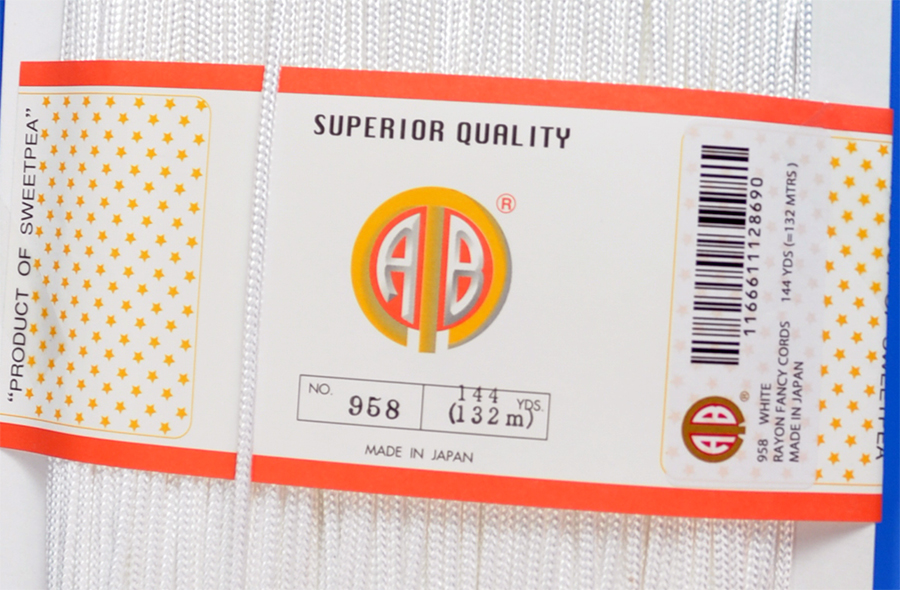 RAYON FANCY CORD:144Y (958/16SPIN-W) 1 RAYON FANCY CORD:144Y (958/16SPIN-W)