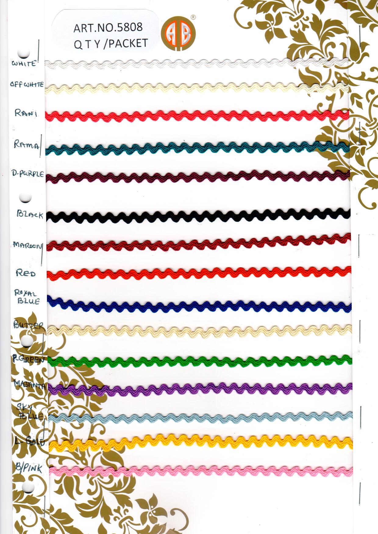 LACE TRIMMING; RICKRACK (5808) 1 LACE TRIMMING; RICKRACK (5808)
