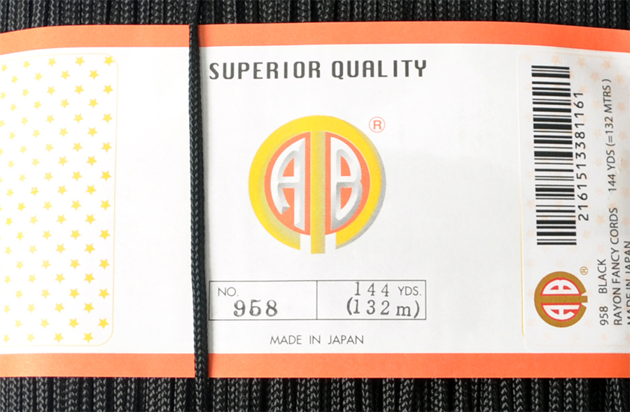 RAYON FANCY CORD:144Y (958/16SPIN-B) 1 RAYON FANCY CORD:144Y (958/16SPIN-B)