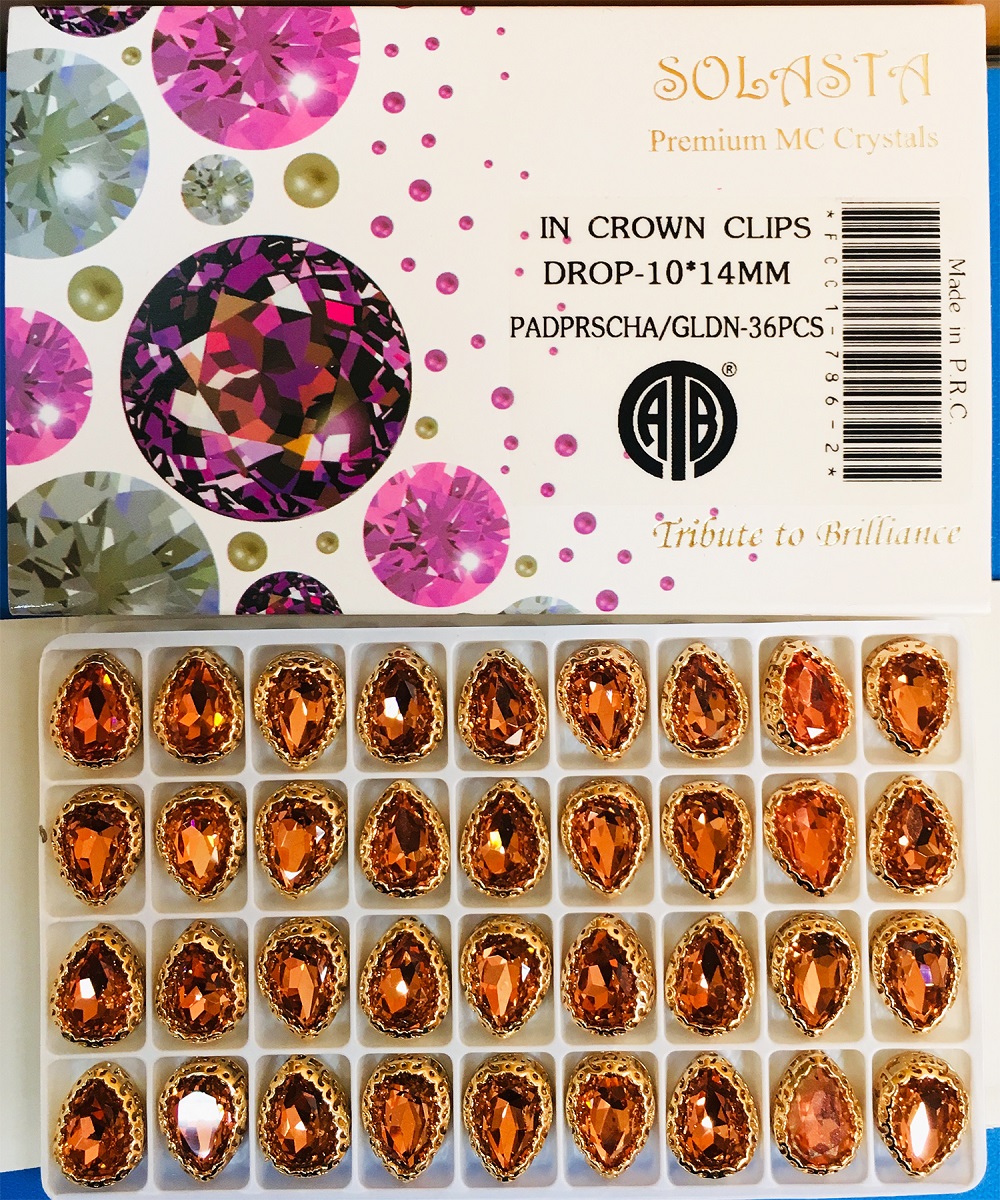 CRYSTAL STONES:36PC (DROP-10X14/PADPARASC)