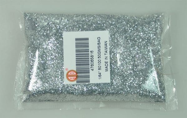 GLITTER POWDER:1/64",SILVER (GLITTER-1/64-B0100)