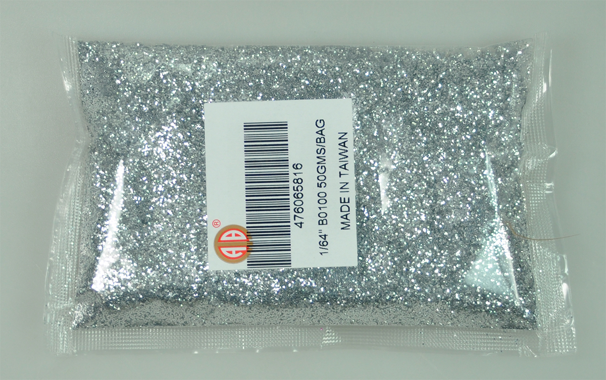 GLITTER POWDER:1/64",SILVER (GLITTER-1/64-B0100)