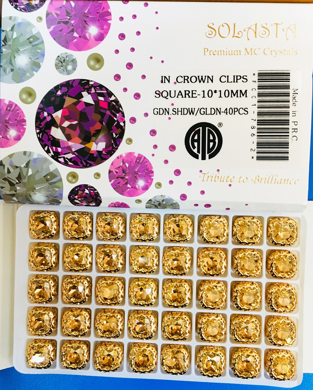 CRYSTAL STONE:40PC (SQUARE-10X10) 1 CRYSTAL STONE:40PC (SQUARE-10X10)