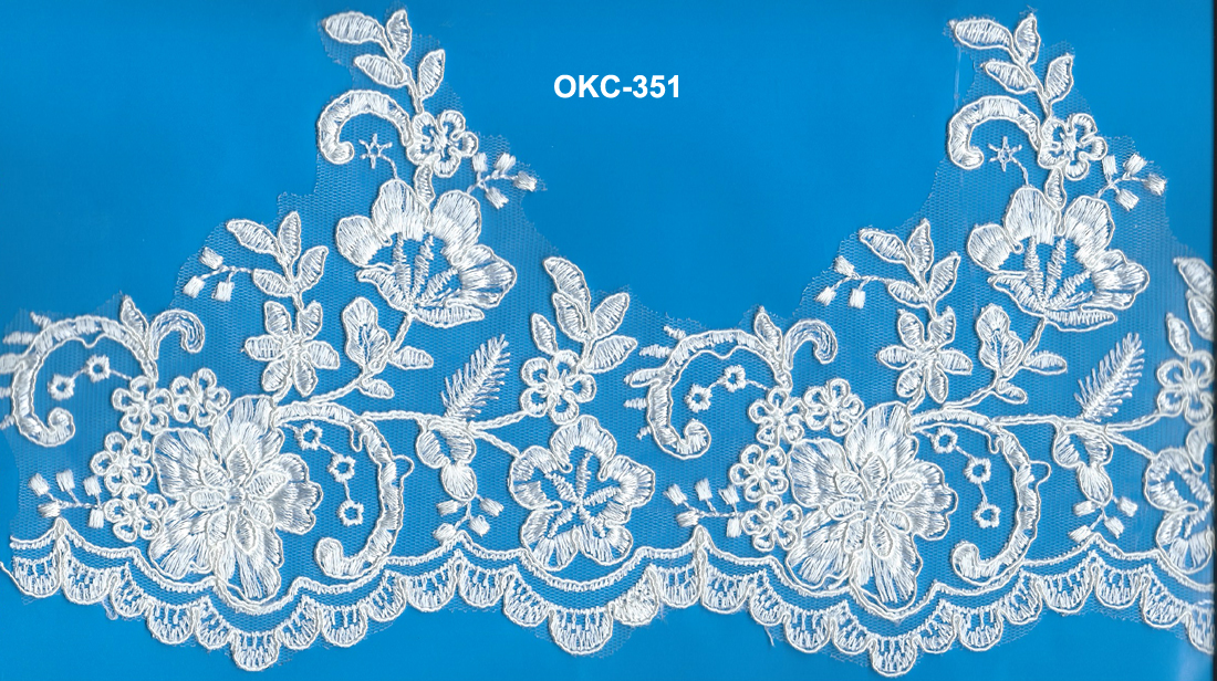 TULLE EMB LACE W/CORD (OKC-351) 1 TULLE EMB LACE W/CORD (OKC-351)