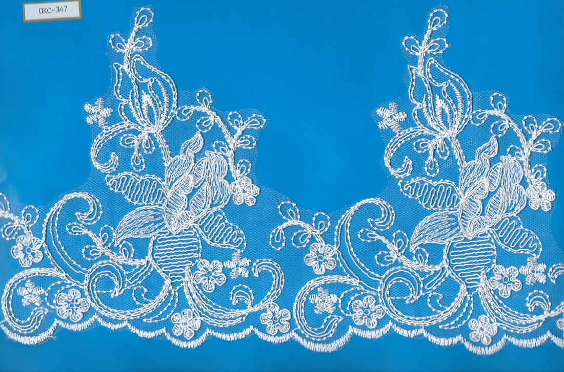 TULLE EMB LACE W/CORD (OKC-347) 1 TULLE EMB LACE W/CORD (OKC-347)