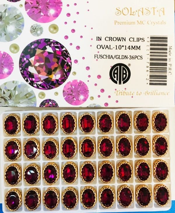 CRYSTAL STONES:36PC (OVAL-10X14/FUSCHIA)