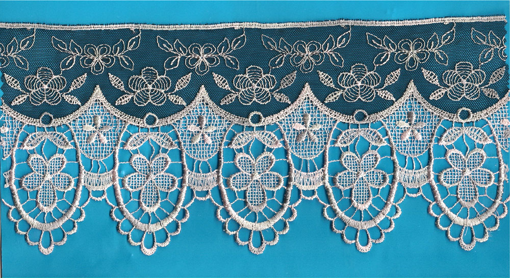 **TULLE EMB **TULLE EMB.LACE W/GUIPORE SCA (OKC-321)