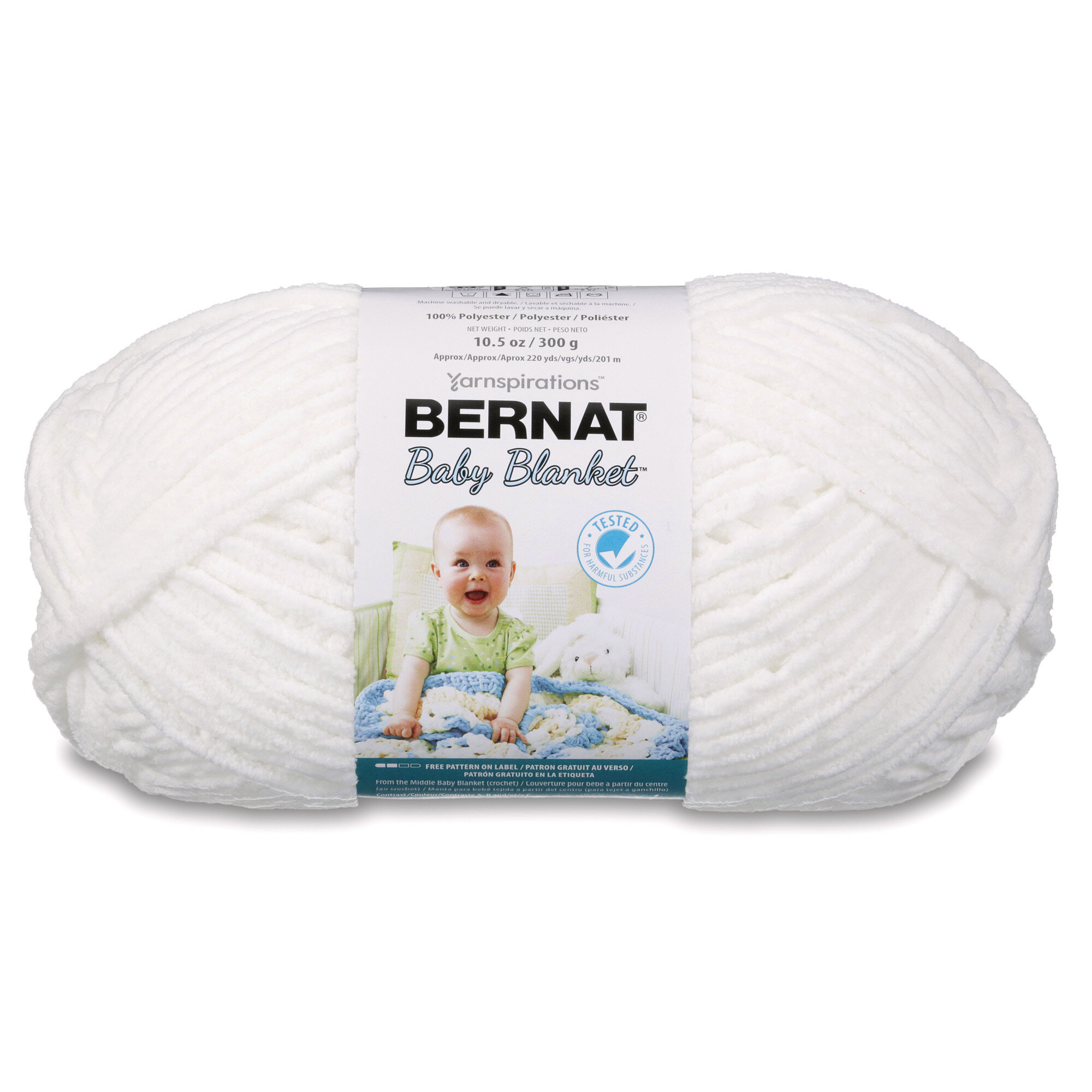 POL.WOOL YARN:100GRx3 (300GRM) (BERNAT/BABY BLANKET) - White