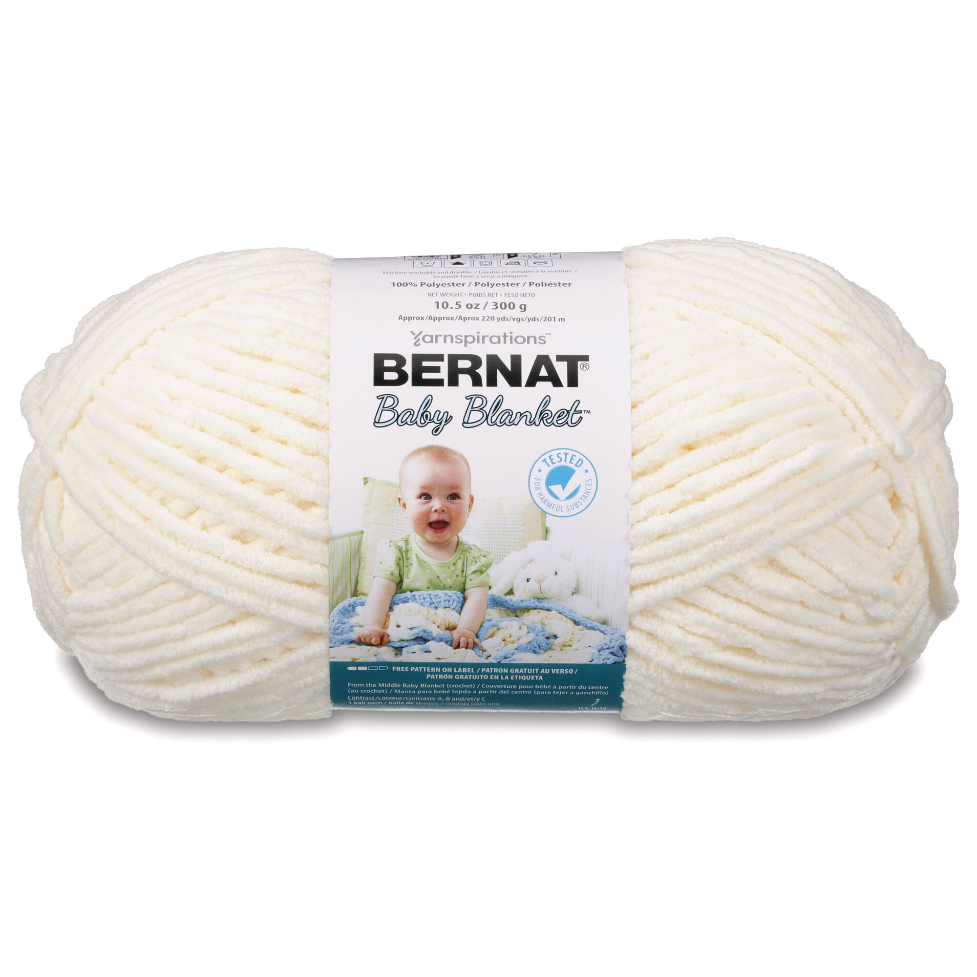 POL.WOOL YARN:100GRx3 (300GRM) (BERNAT/BABY BLANKET) - VANILLA