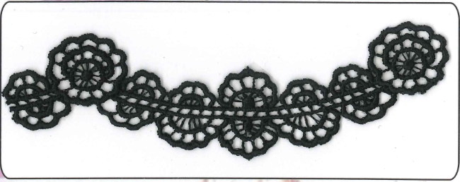 CH-CUT LACE W/TEXT:15Y:1.5″ (TX57-1265) - Black