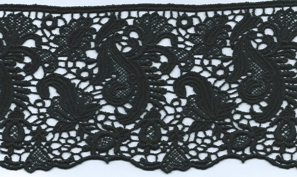 CHEM-CUT LACE W/TEXT.YARN:15Y (TX57-1091) - Black