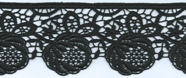 CH.CUT-LACE W/TEX :15Y:6.87CM (TX57-1147) - Black