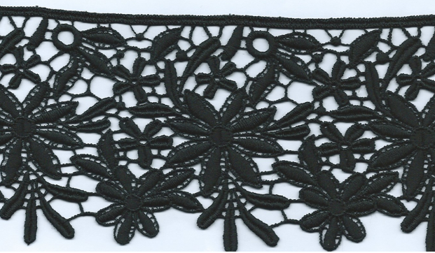 CH.CUT LACE W/TEX.YARN:15Y (TX57-1094) - Black