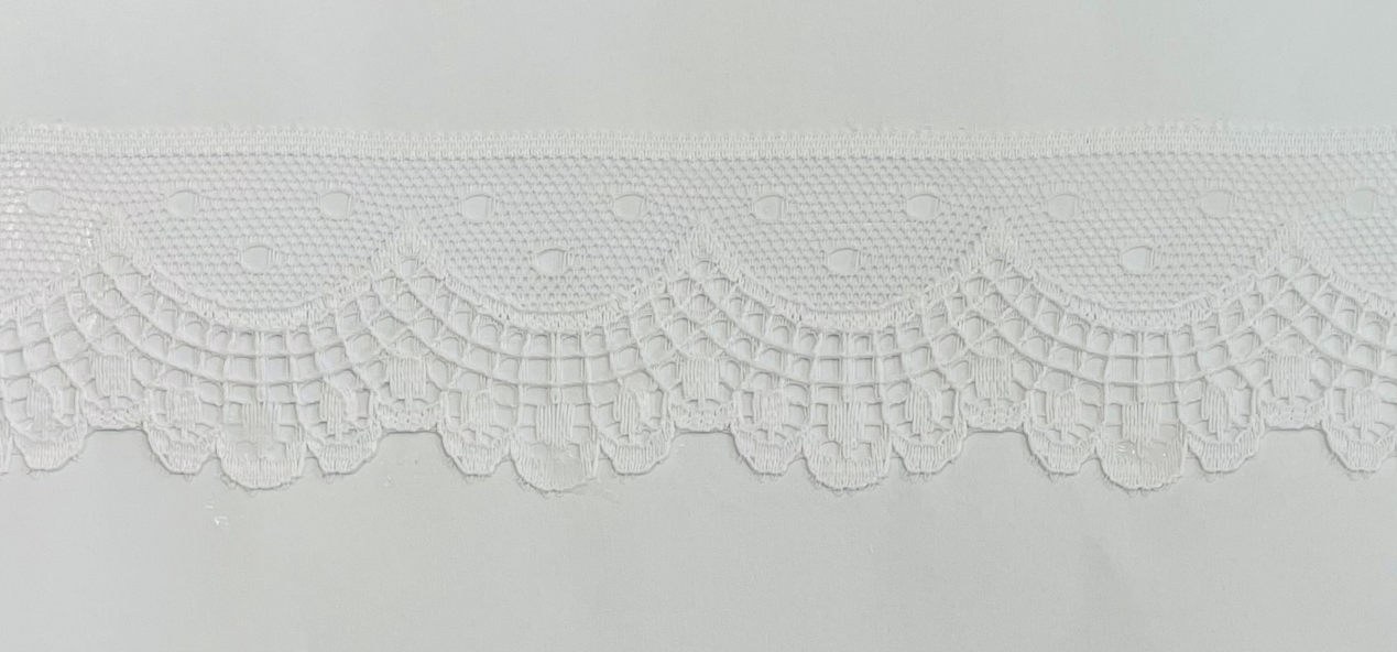 NYL.RASCHEL LACE:144YD:1.5″ (MWT027) - White