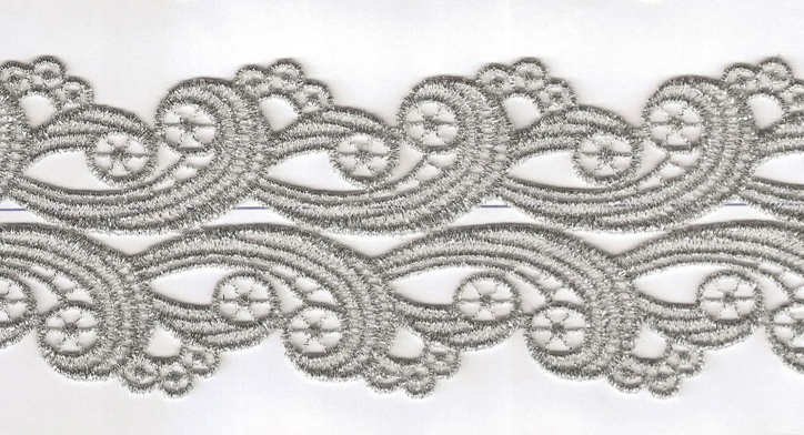 JAPAN MET CUT-LACE:7.5CM (15Y) (MT51-1122J) - WHITE/SILVER