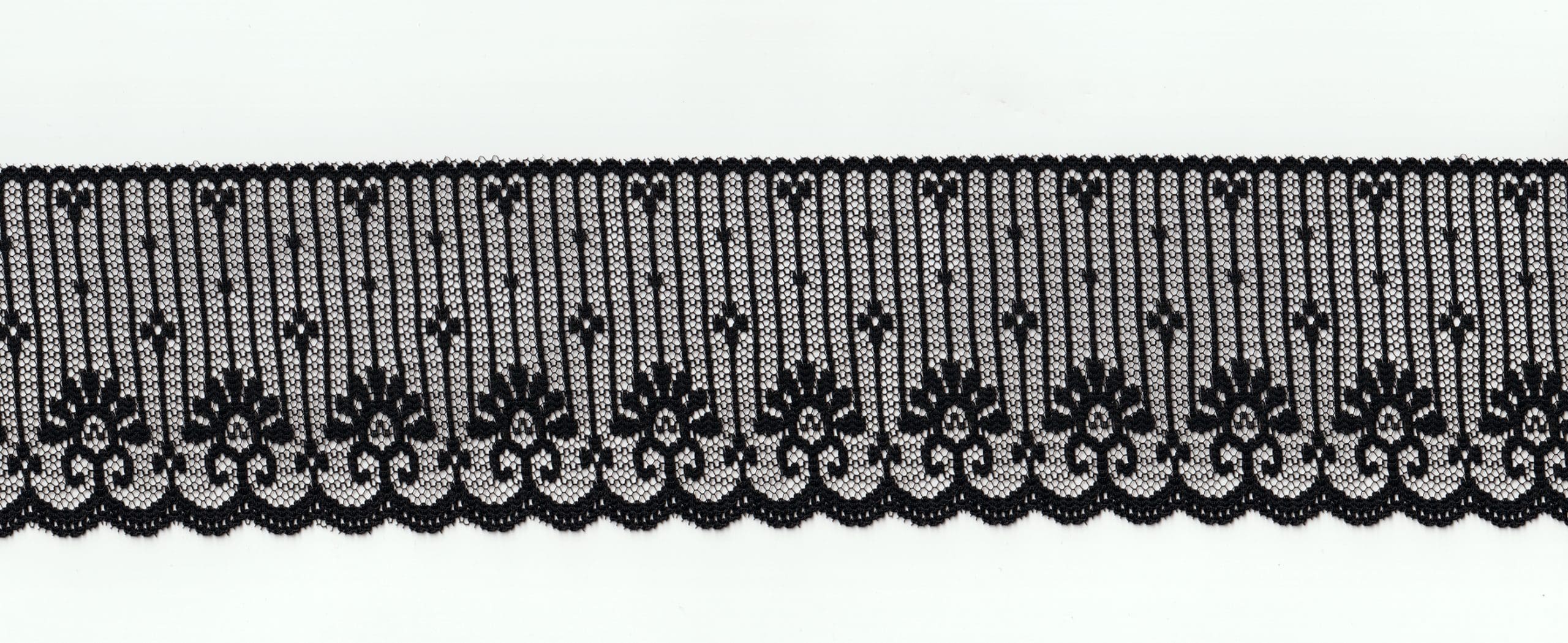 NYL RASCHEL LACE;72 YD:2.5″ (MWT017) - BLACK/NYLON