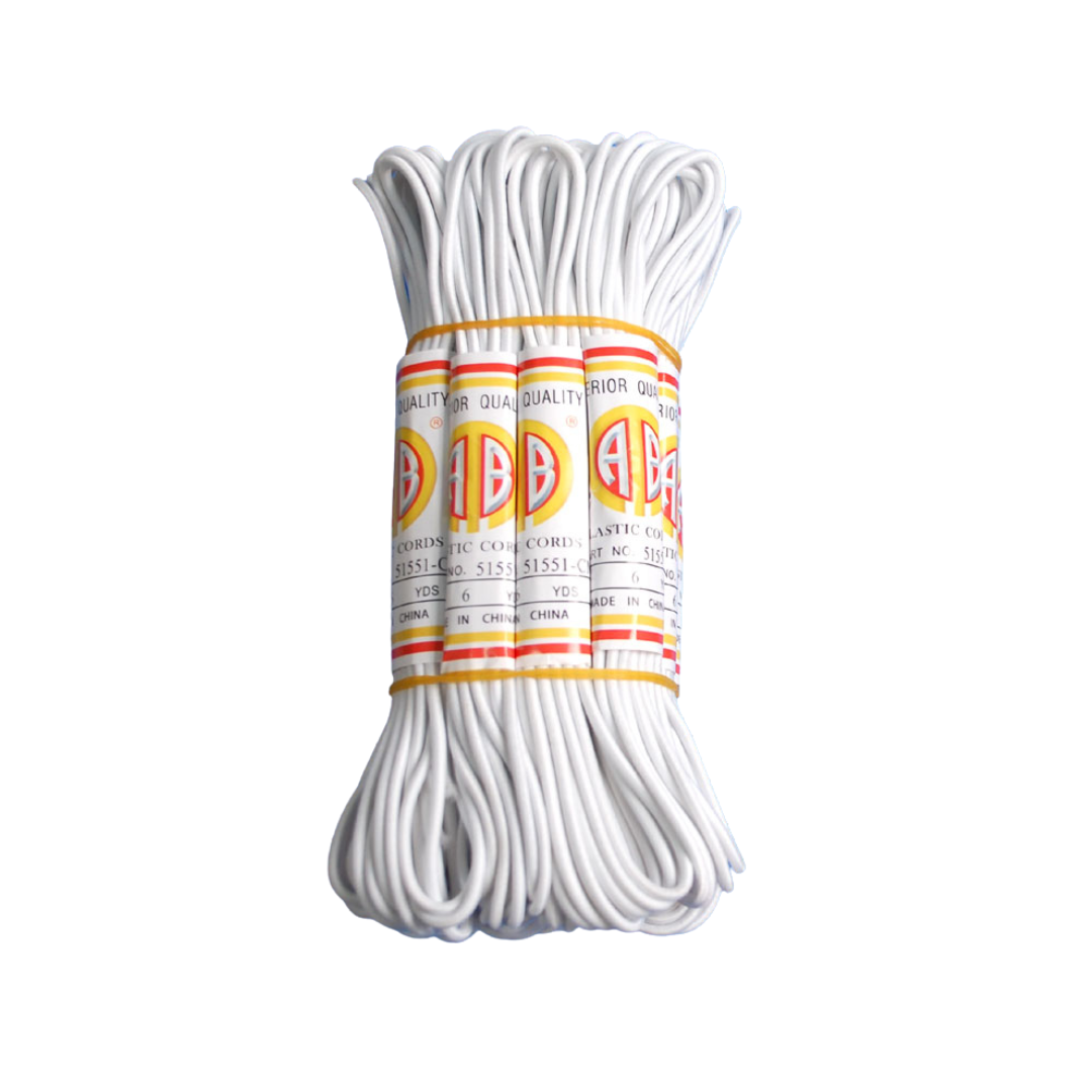 ROUND ELASTIC CORD:2DOZ/PKT (51551-CM/PKT) - White