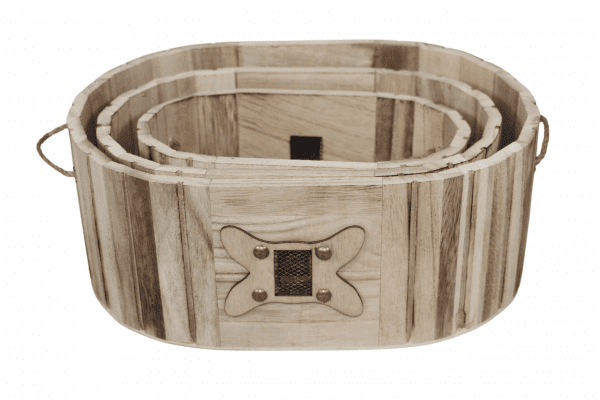 A-140 (WOOD FLOWER BASKET:S/3)