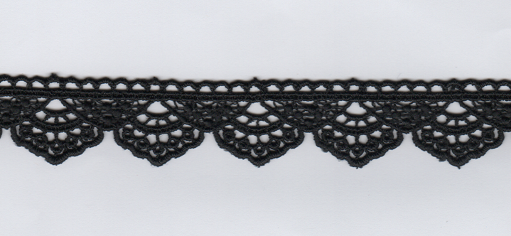 CH.LACE W/TEX::13.7MT:2.55CM (TX60-1051) - Black