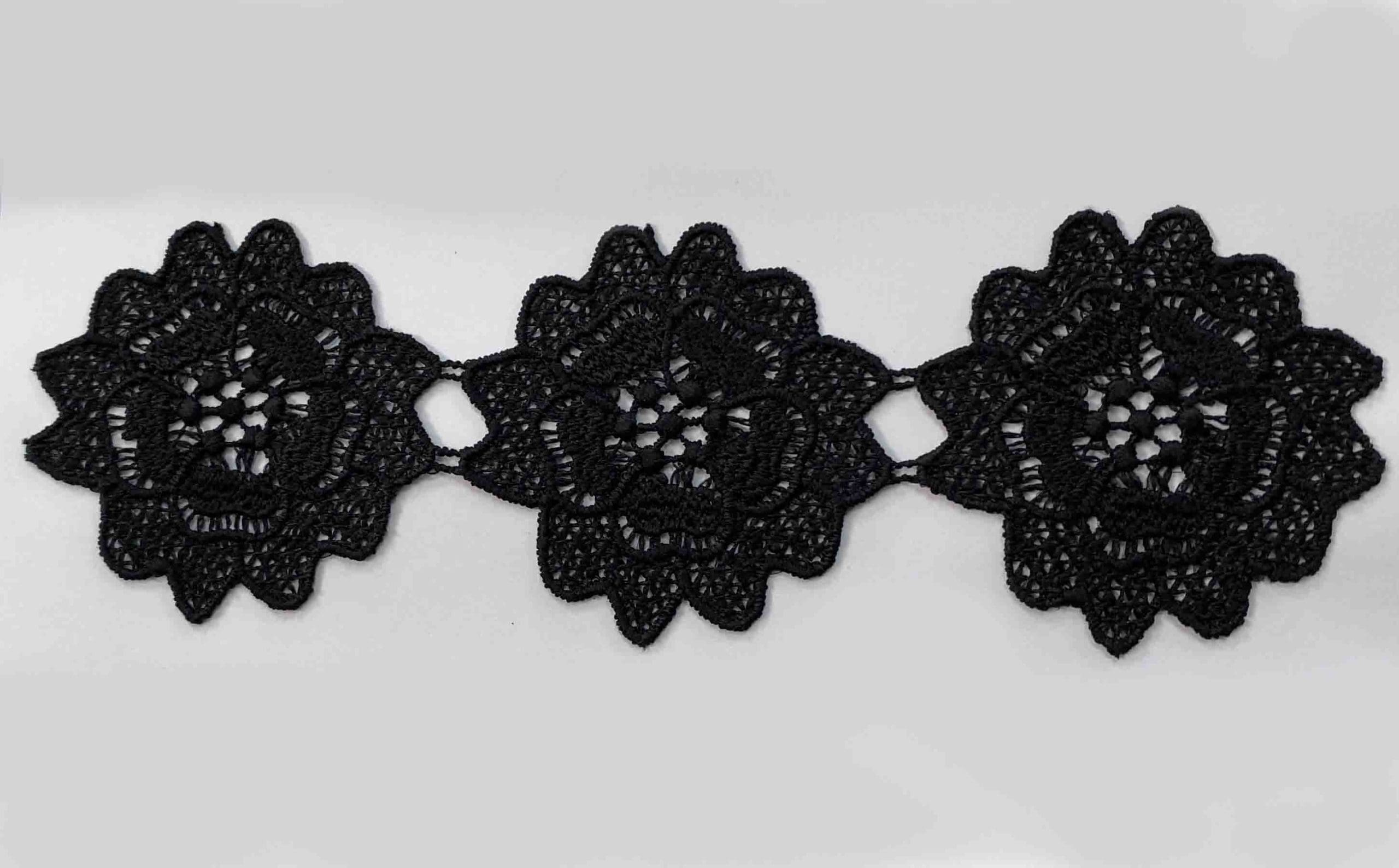 CHEM.CUT LACE W/TEX:15Y:5.63CM (TX63-1001) - Black