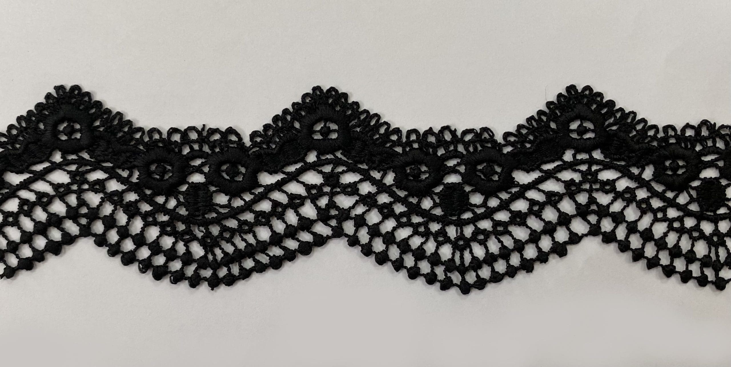 CH-CUT LACE W/TX:13.7MTx4.38CM (TX63-1081) - 4.38CM/BLACK