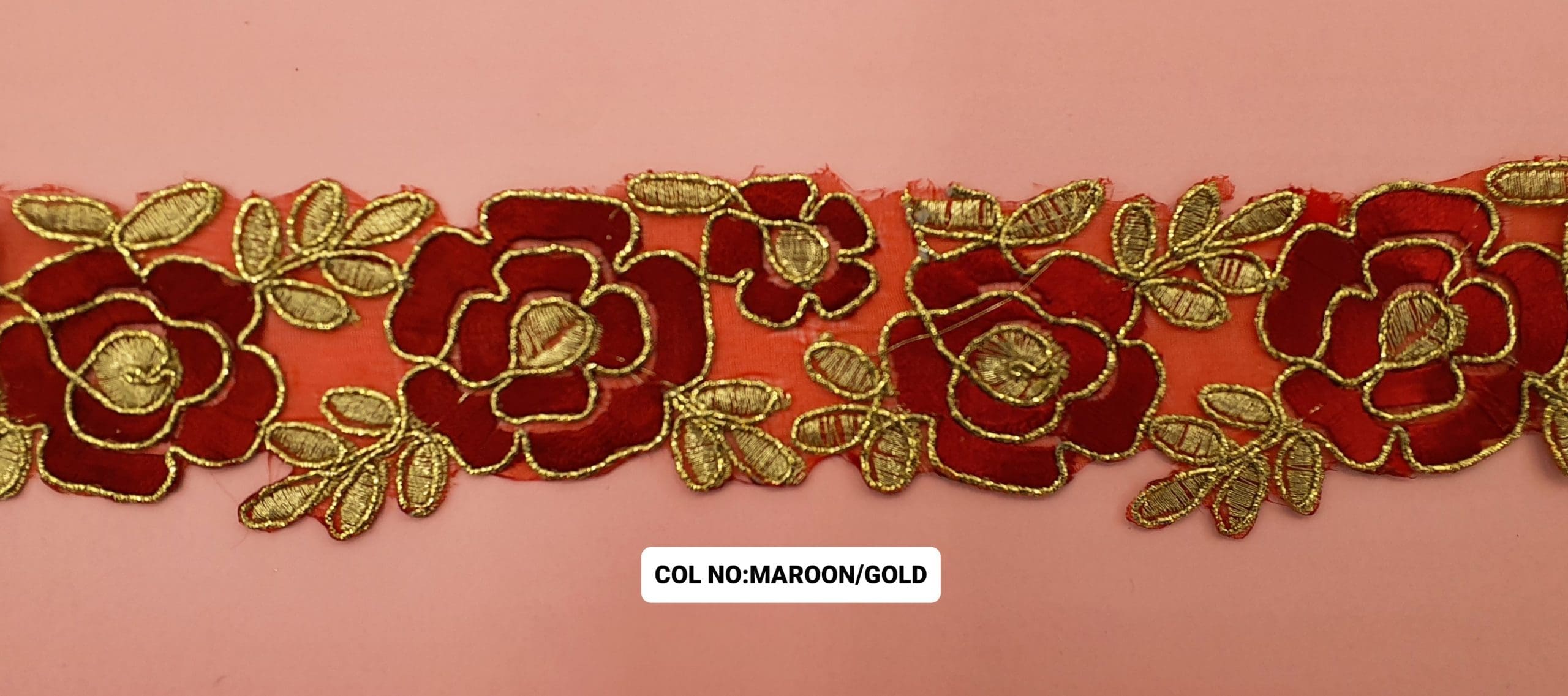 METALIC LACE:9MTR (2052/9MTR) - MAROON/GOLD