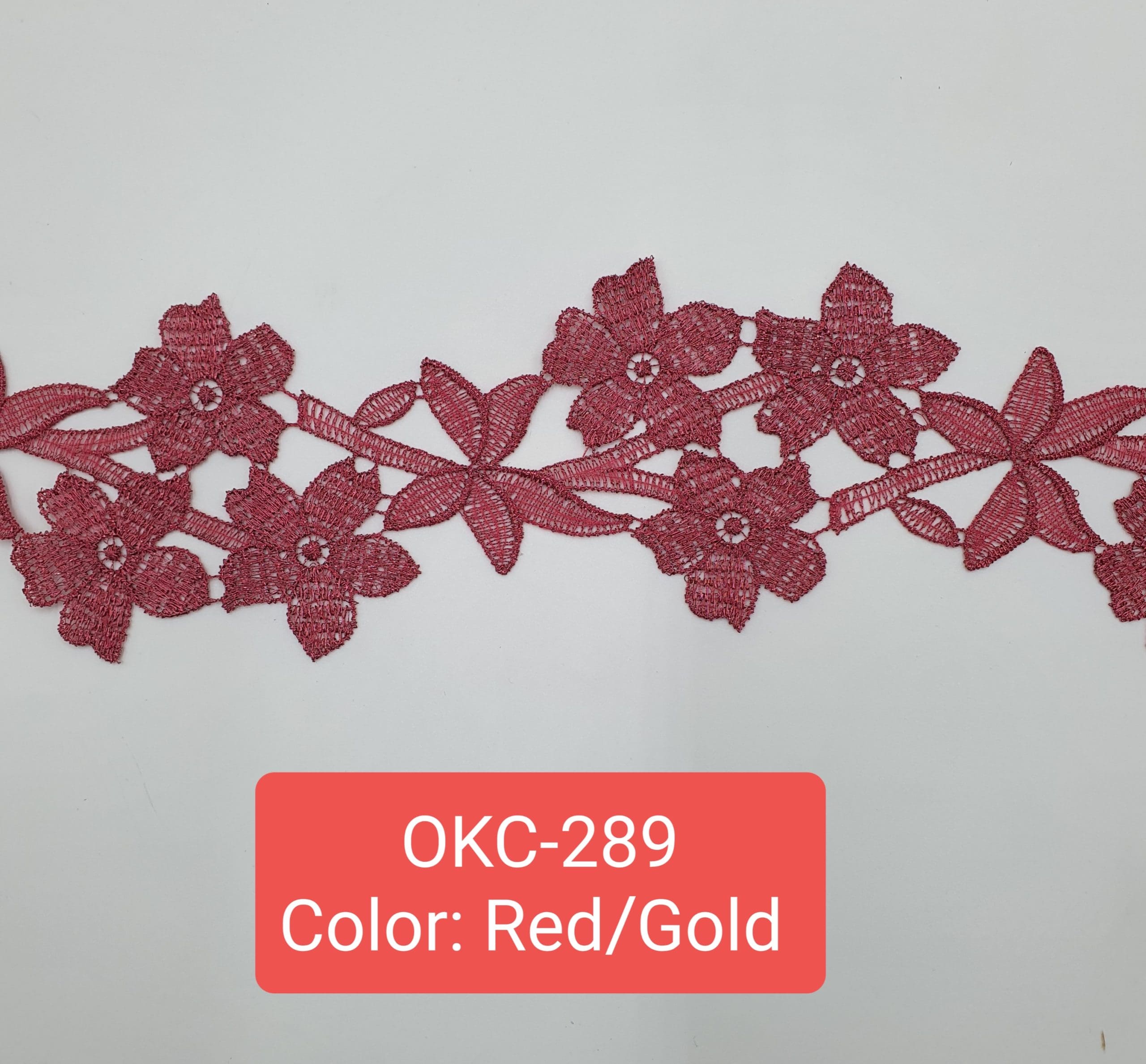 EMBROIDERY LACE (OKC-289) - RED/GOLD