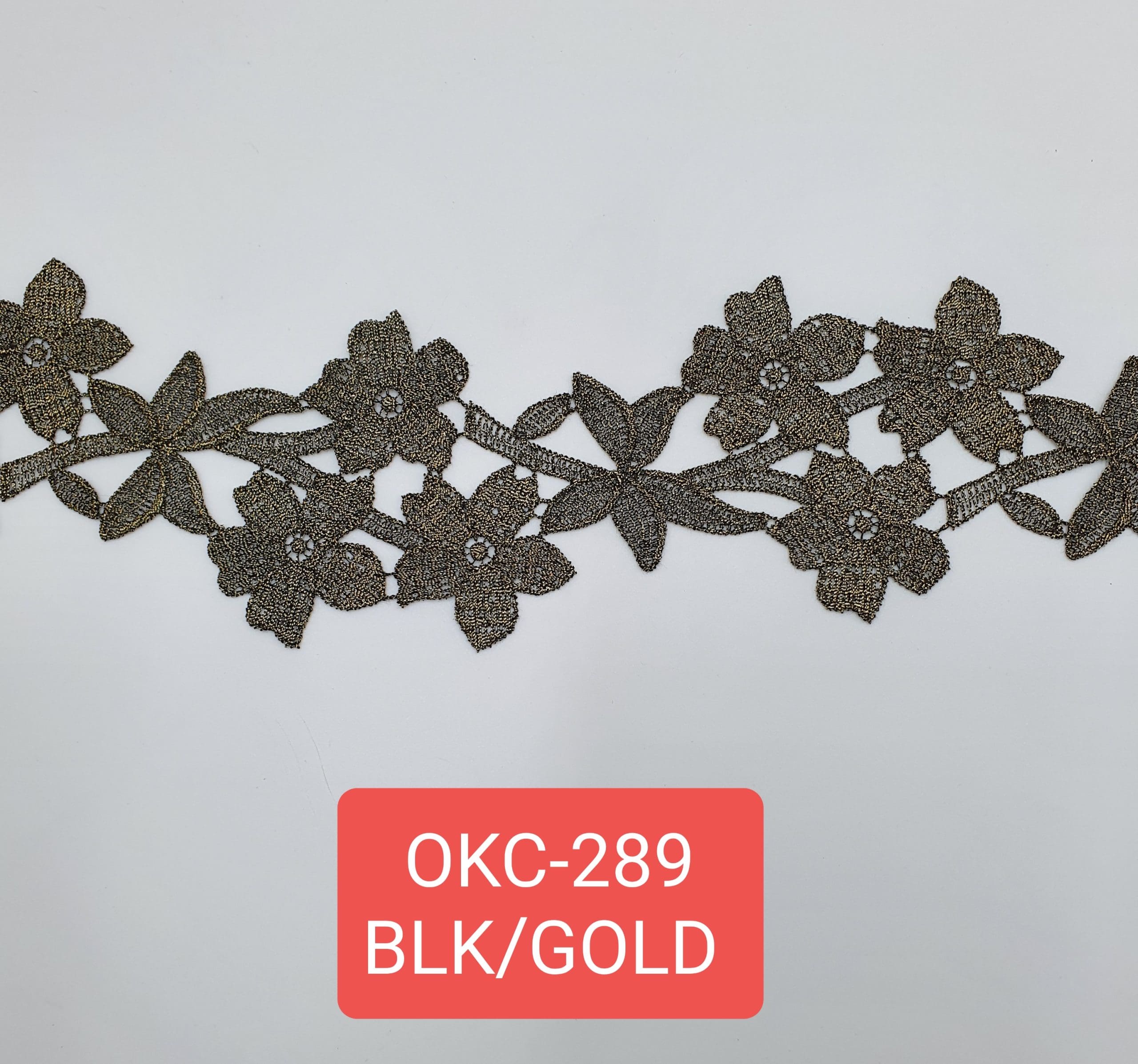 EMBROIDERY LACE (OKC-289) - BLACK/GOLD