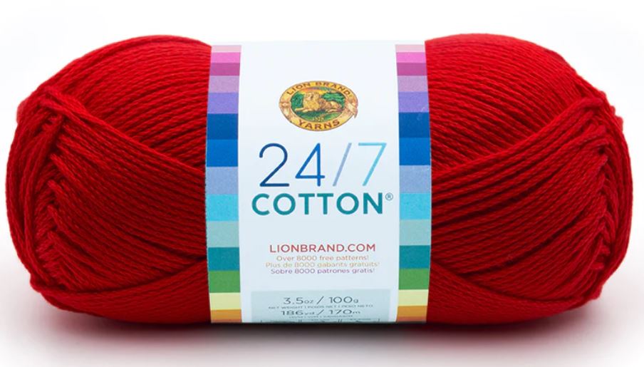 MERCERIZED YARN:100Gx3(300GR) (LION/24/7-COTTON) - Red