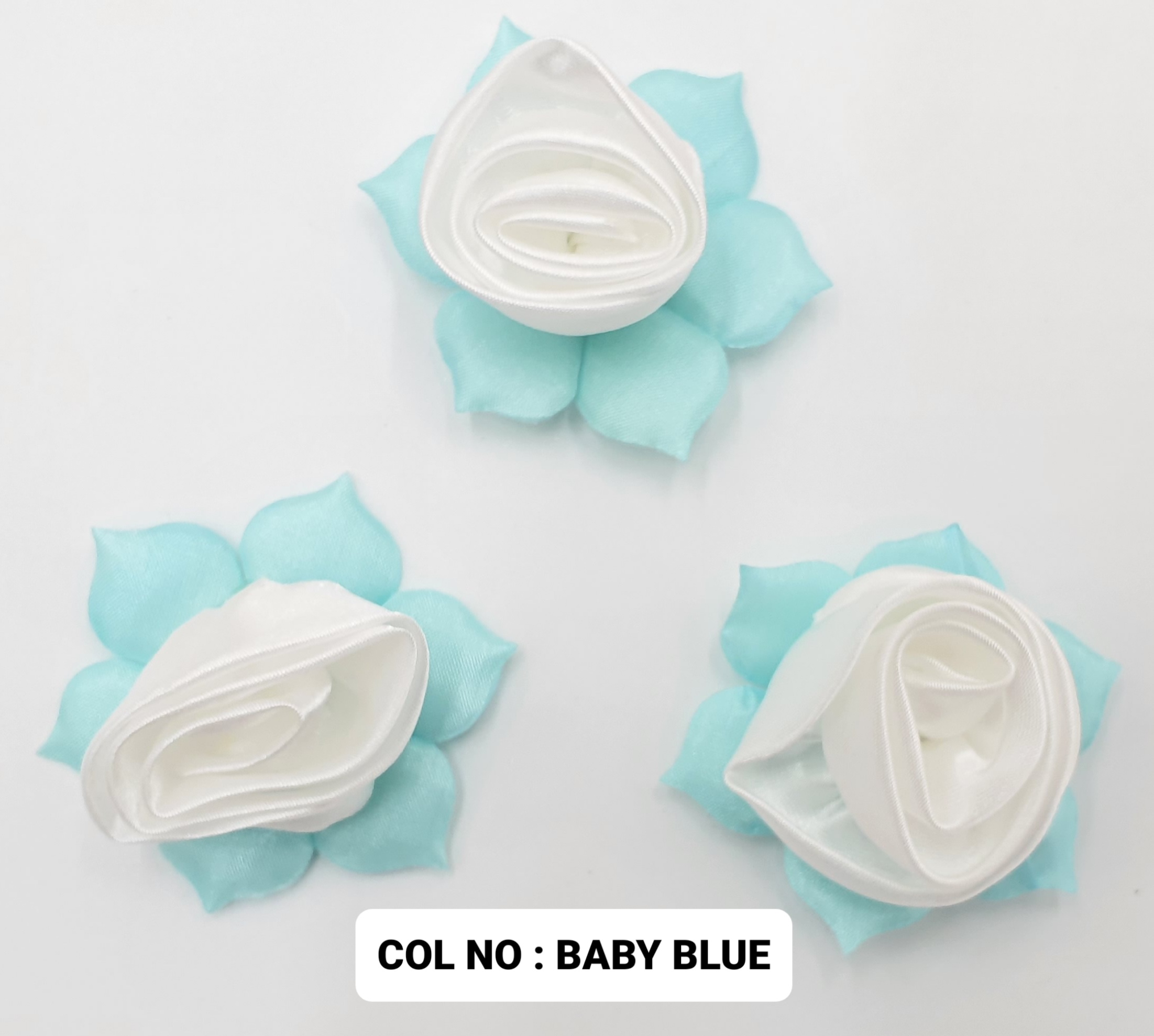 RIBBON FLOWER:20PC/PKT (1-320) - BABY BLUE