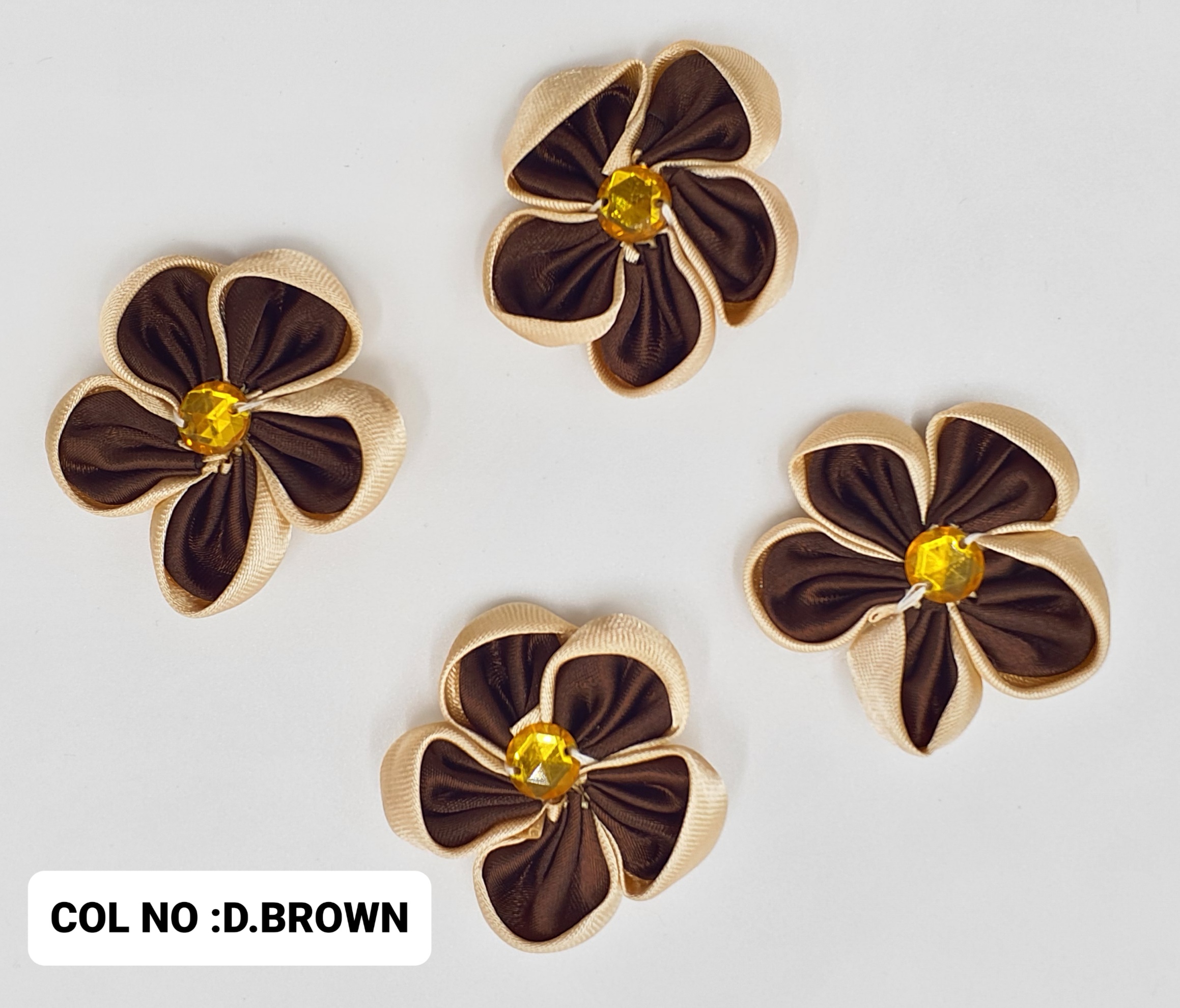 RIBBON FLOWER:20PC/PKT (1-440) - D.BROWN