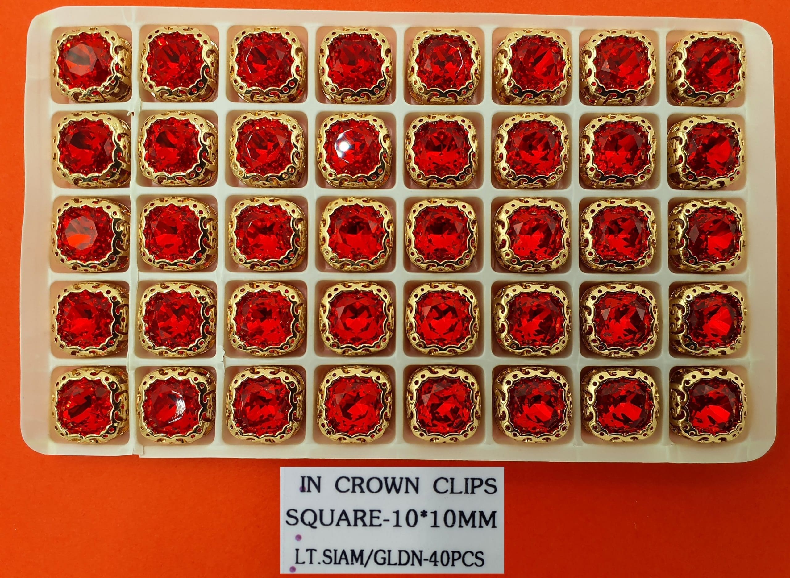 CRYSTAL STONE:40PC (SQUARE-10X10) - LT.SIAM