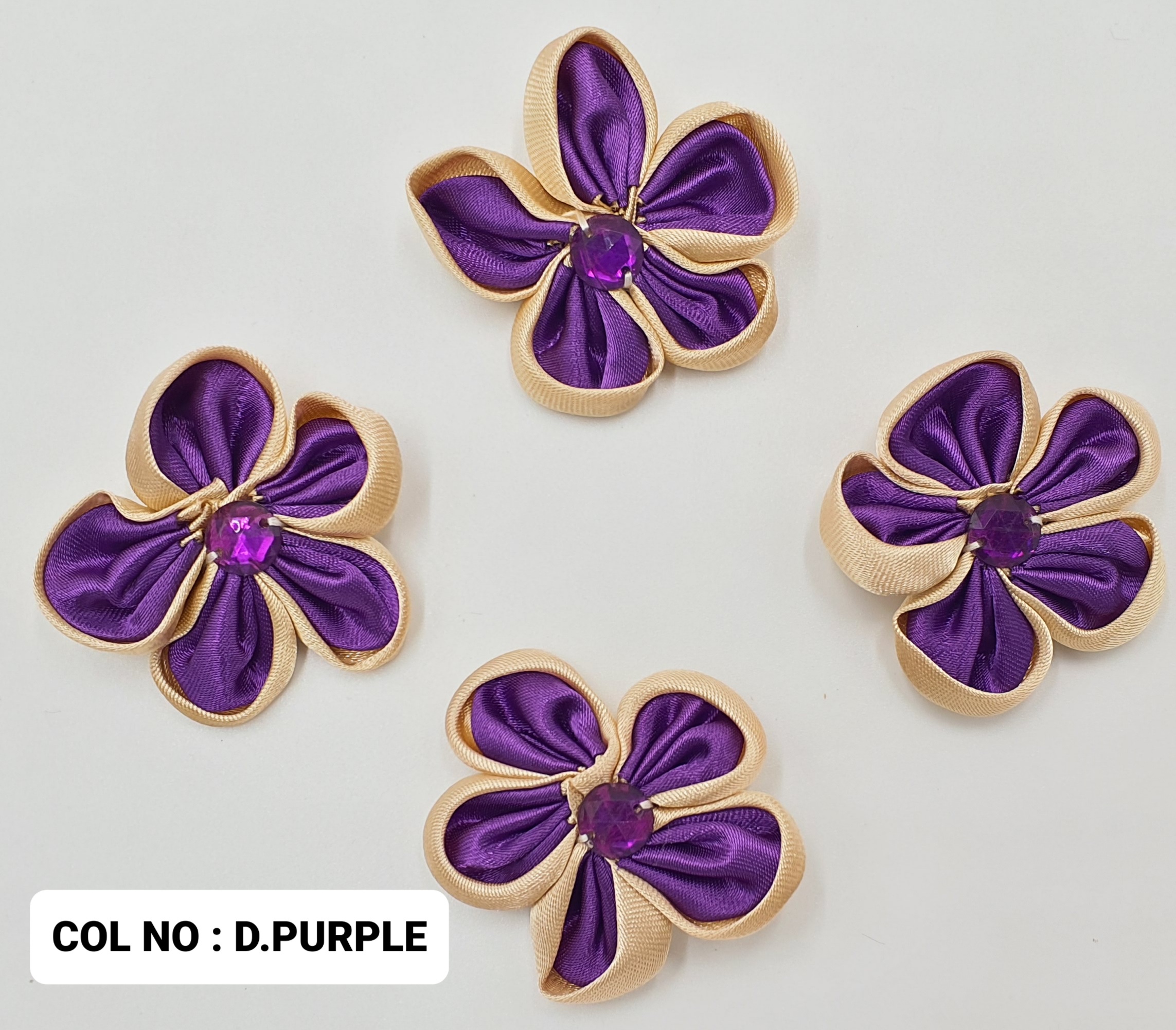 RIBBON FLOWER:20PC/PKT (1-440) - DARK PURPLE