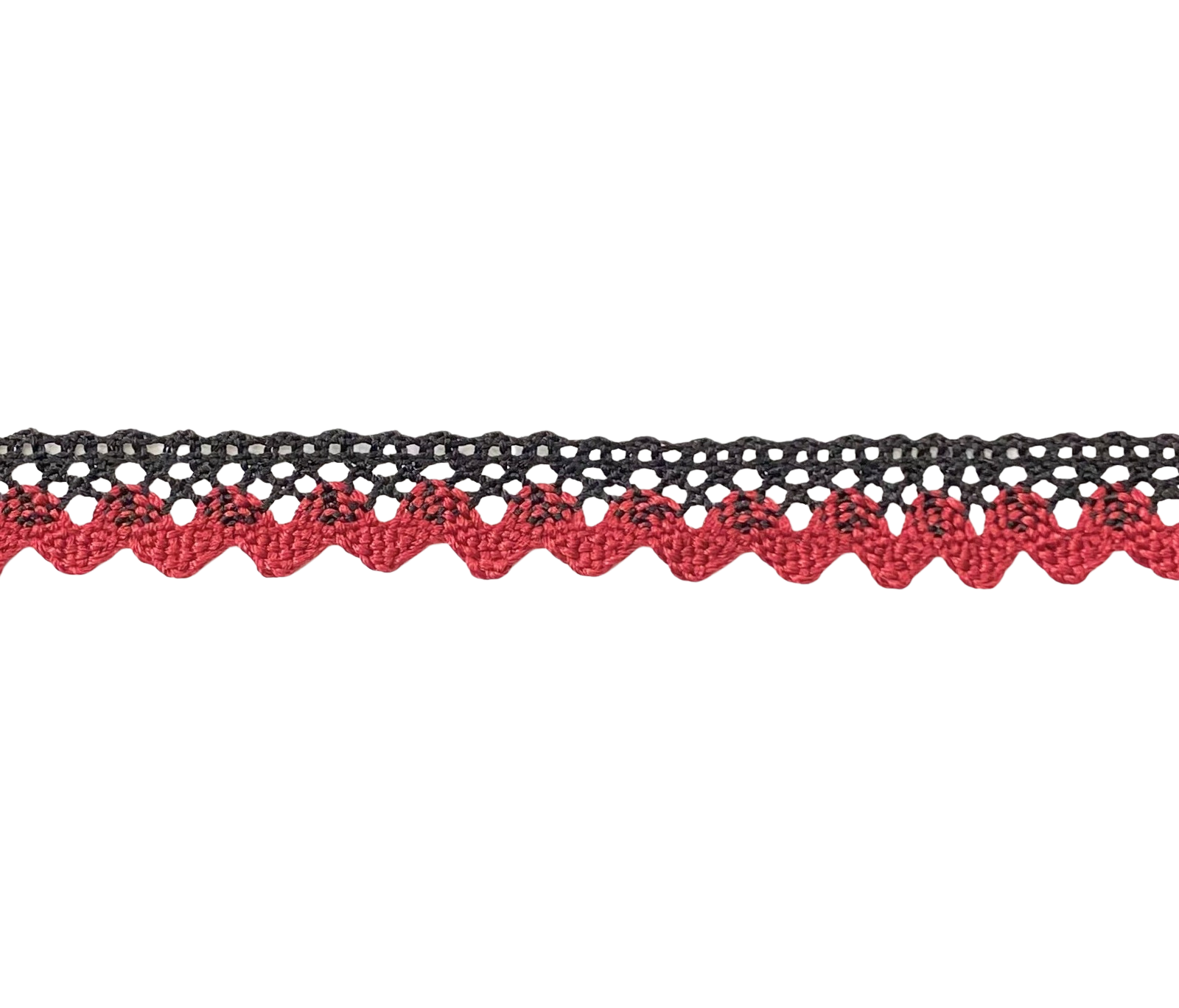 LACE TRIMMINGS;25MTR (5807/DOUBLE COL) - BLK/MAROON