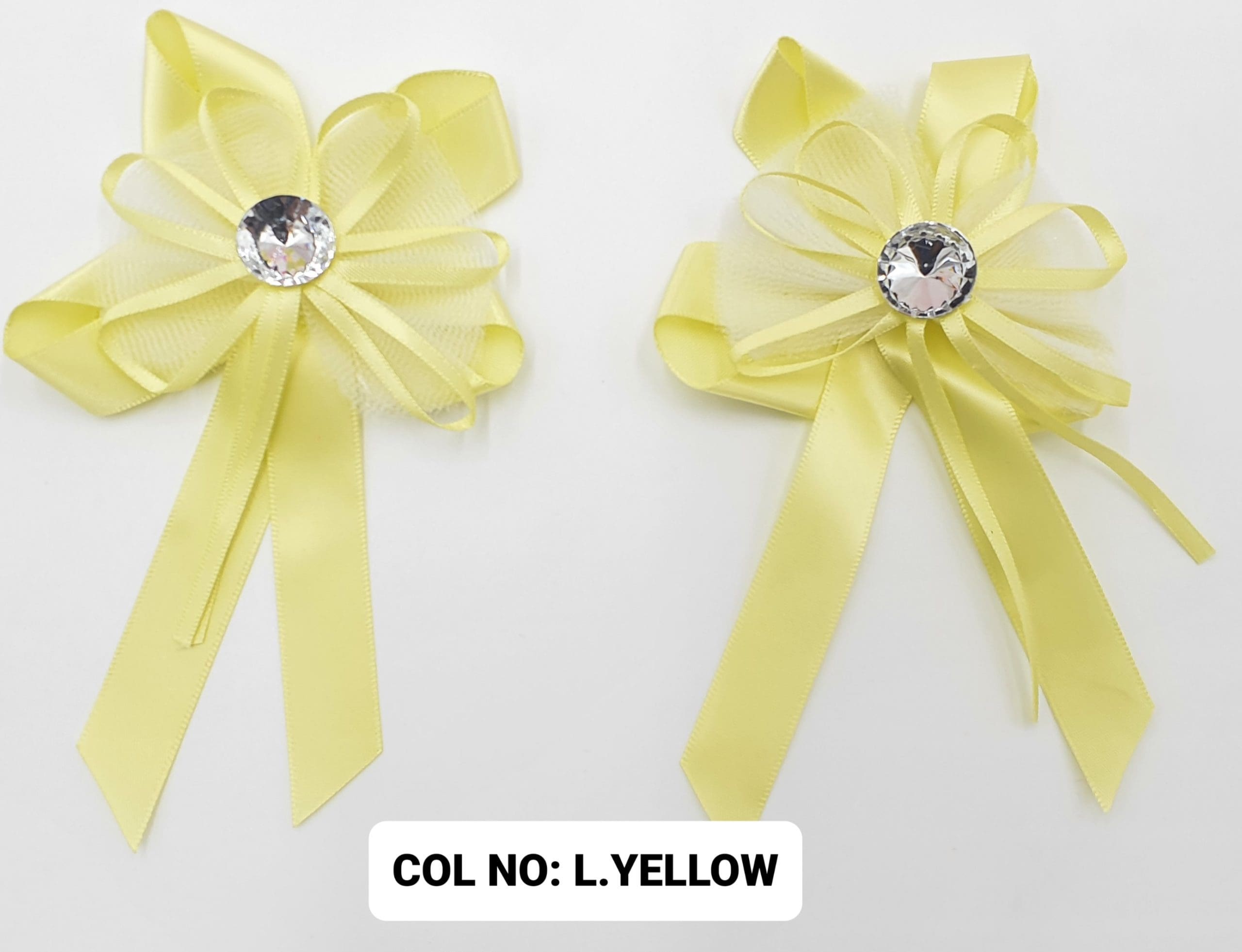 RIBBON FLOWER:20PC/PKT (130703) - L.YELLOW