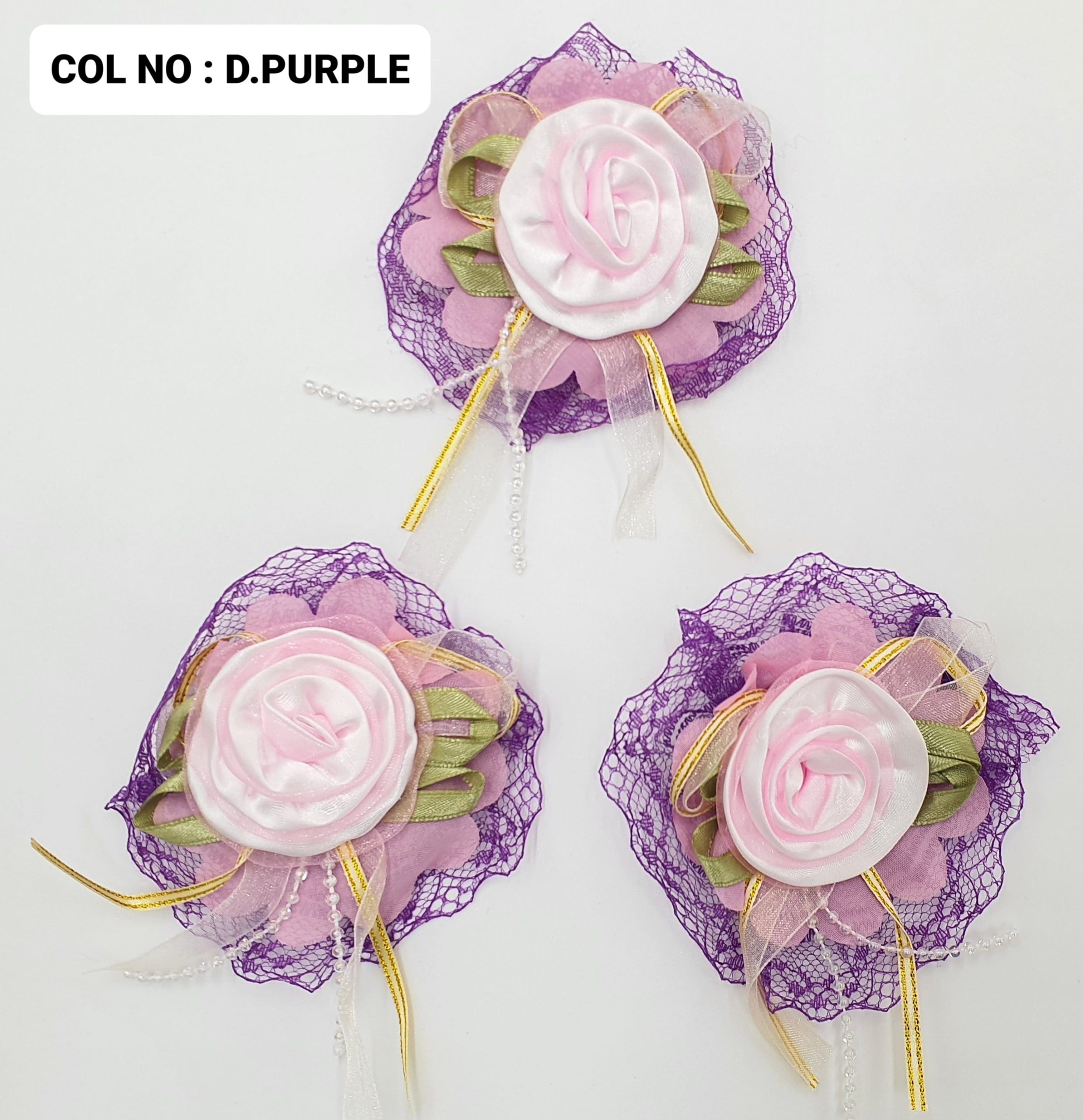 RIBBON FLOWER:10PC/PKT (130708) - DARK PURPLE