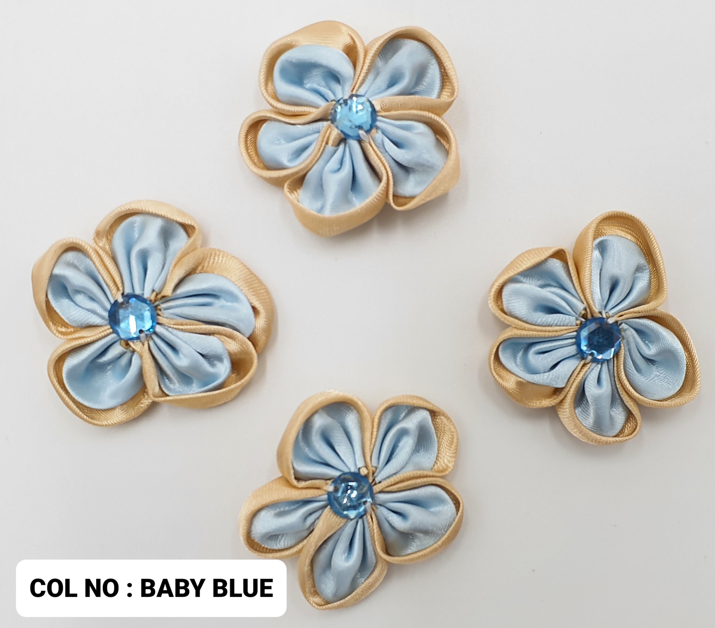 RIBBON FLOWER:20PC/PKT (1-440) - BABY BLUE