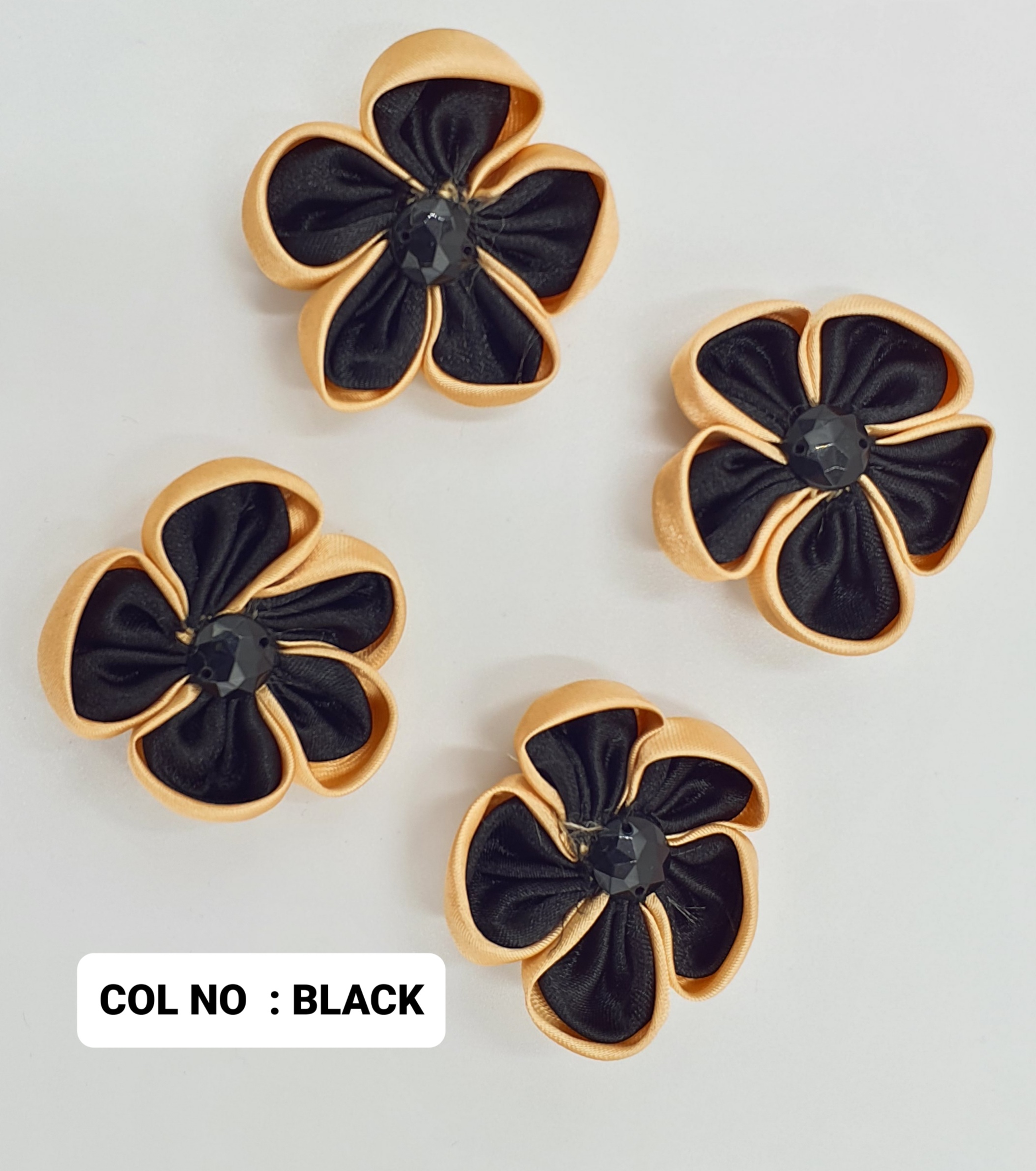 RIBBON FLOWER:20PC/PKT (1-440) - Black