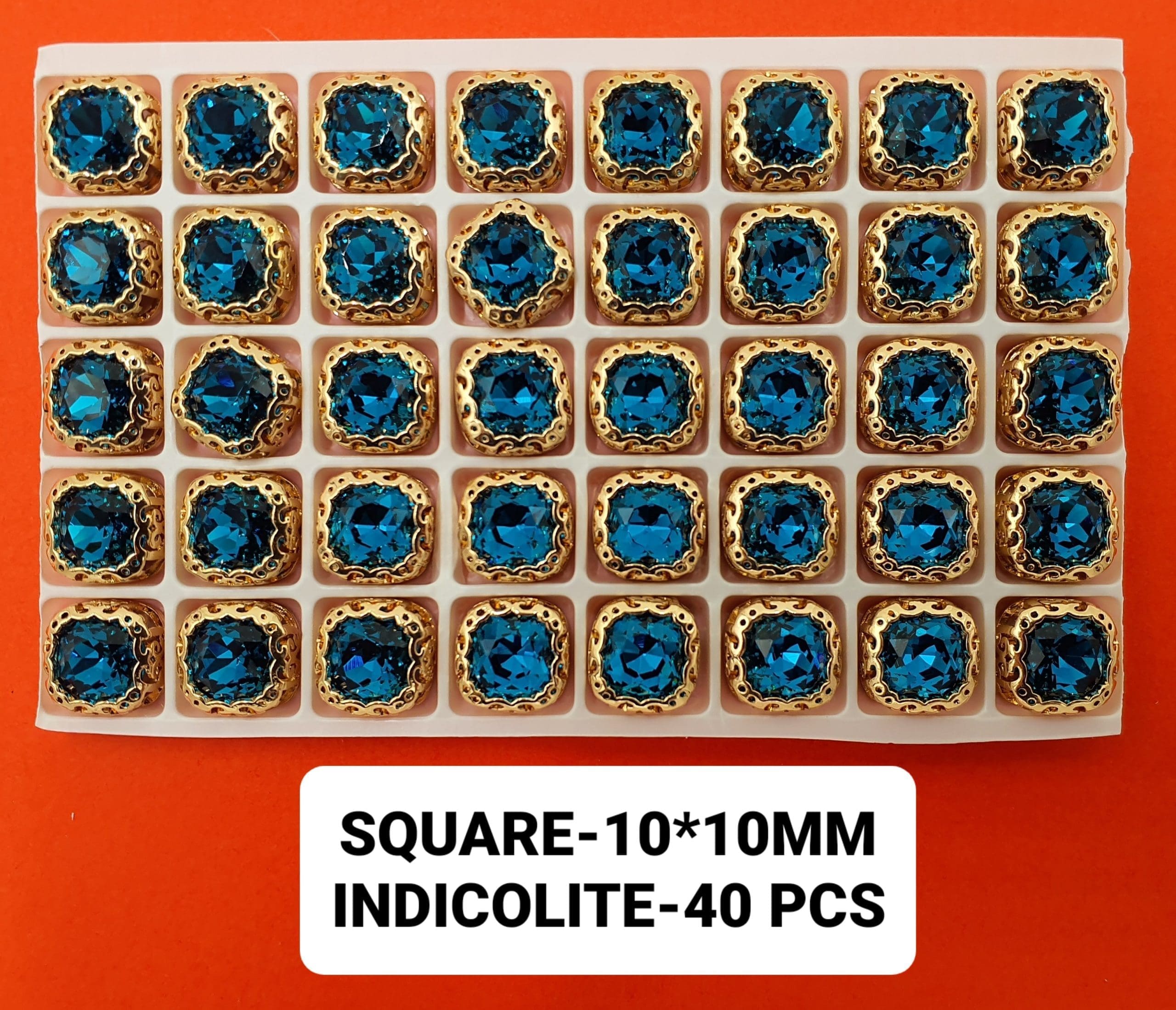 CRYSTAL STONE:40PC (SQUARE-10X10) - INDICOLITE