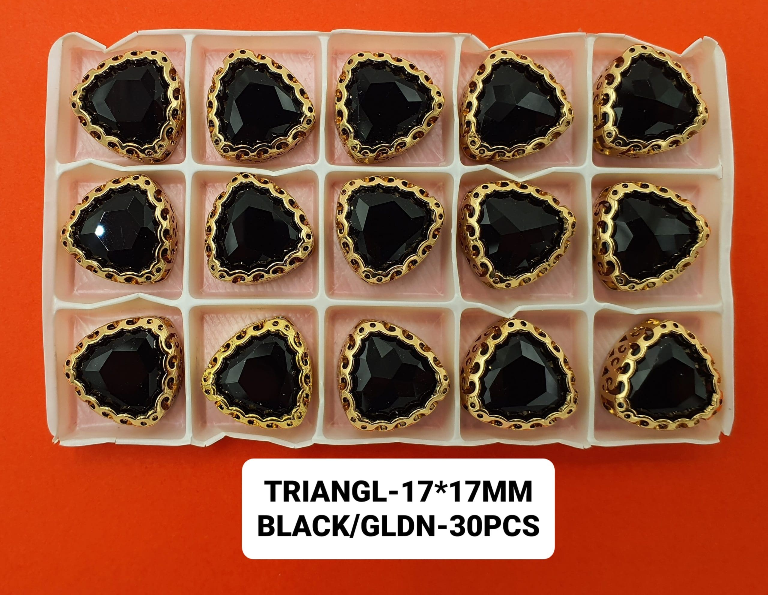 CRTSTAL STONE:30PC (TRIANGLE-17X17) - Black