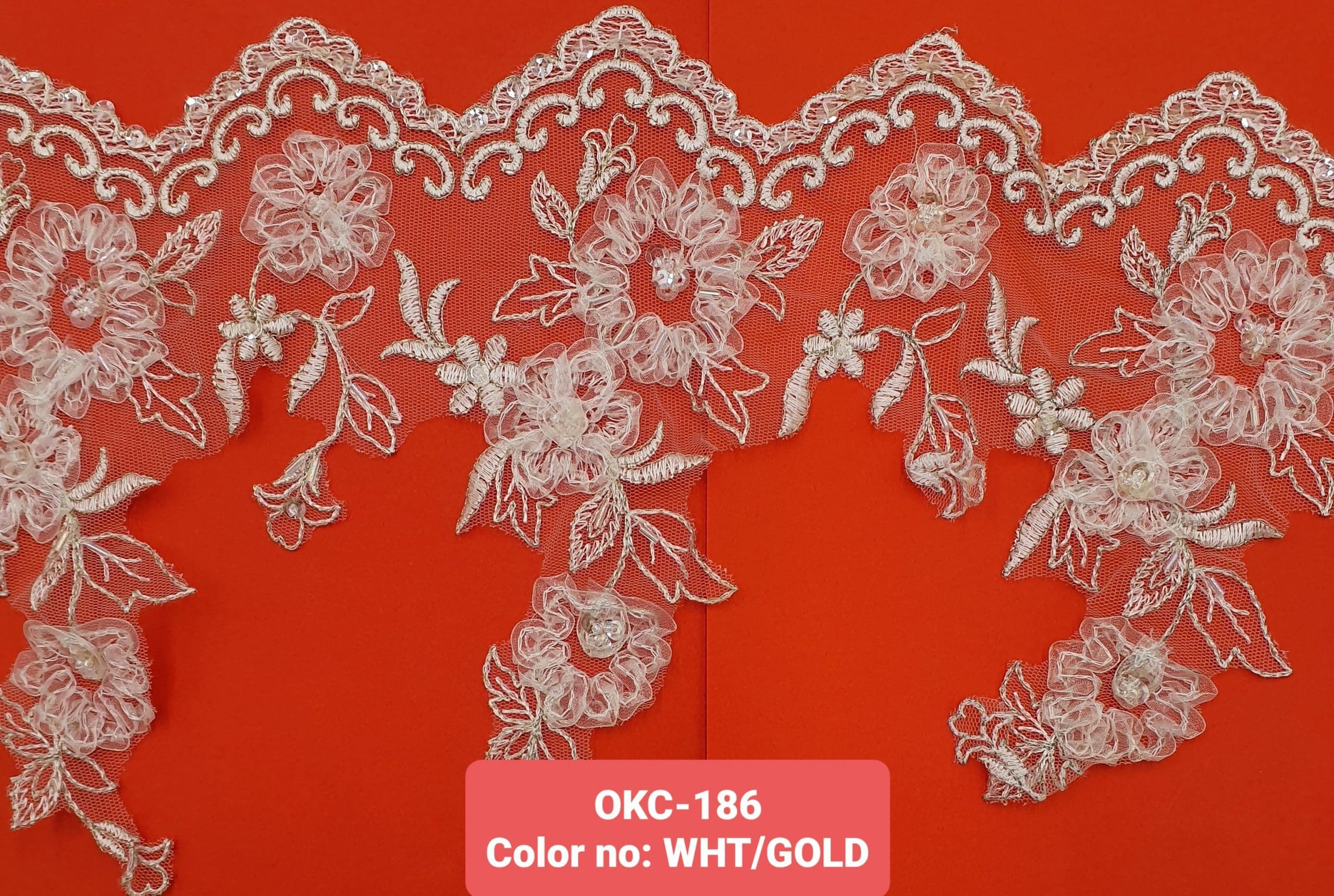 TULLE EMB.LACE (OKC-186) - WHT/WHT/GLD