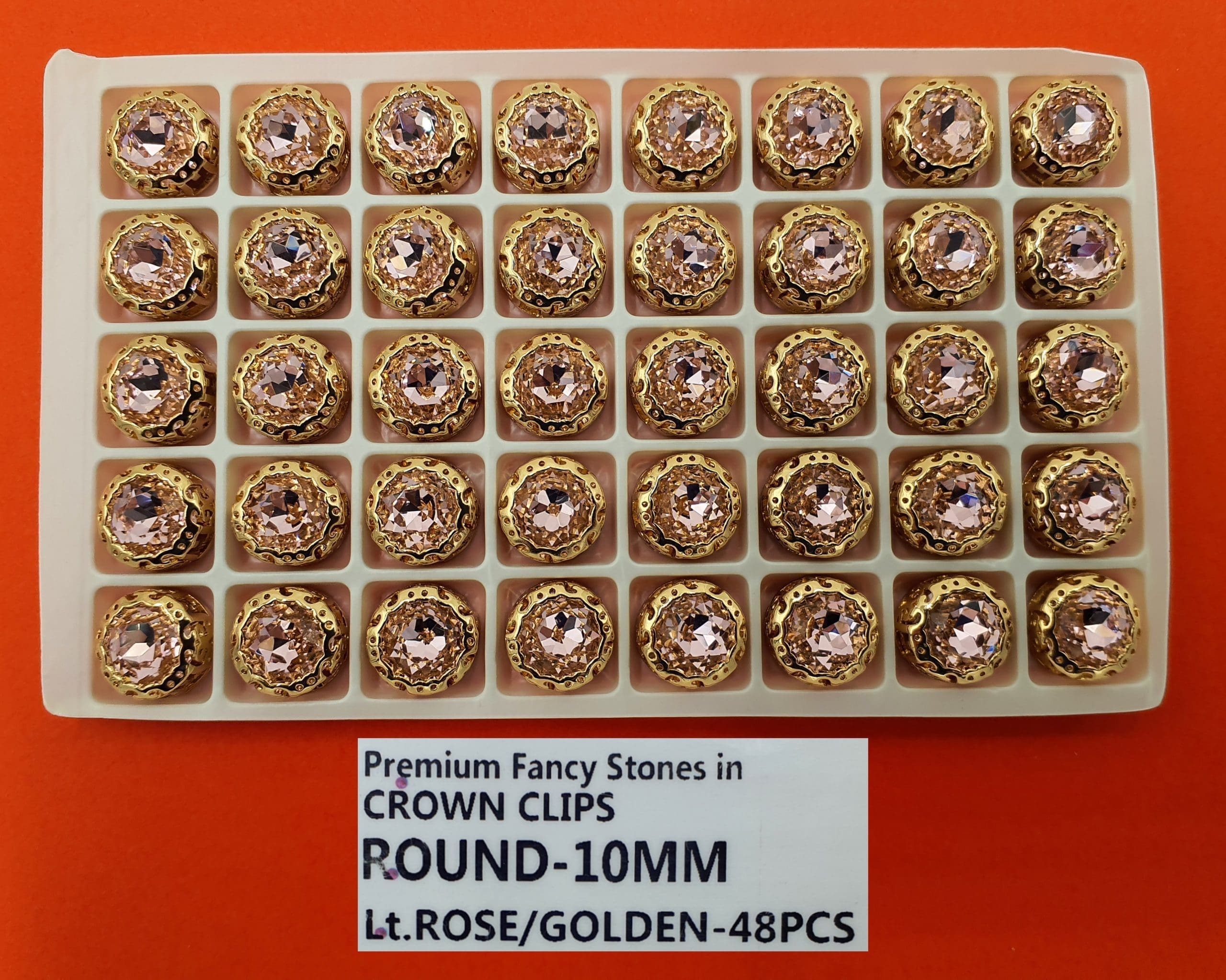 FANCY STONES;48PCS/BOX (ROUND-10MM/48) - LT.ROSE