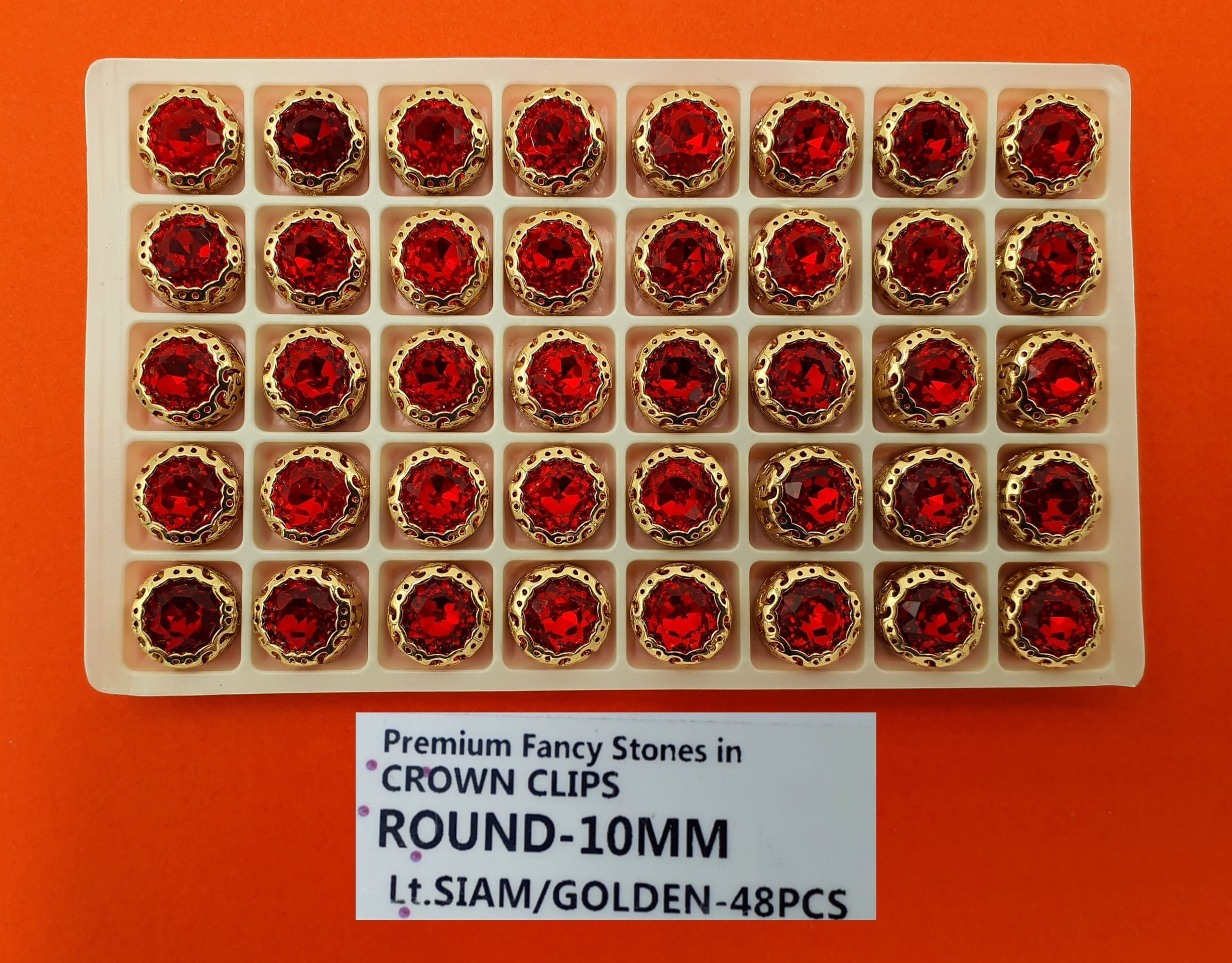 FANCY STONES;48PCS/BOX (ROUND-10MM/48) - LT.SIAM