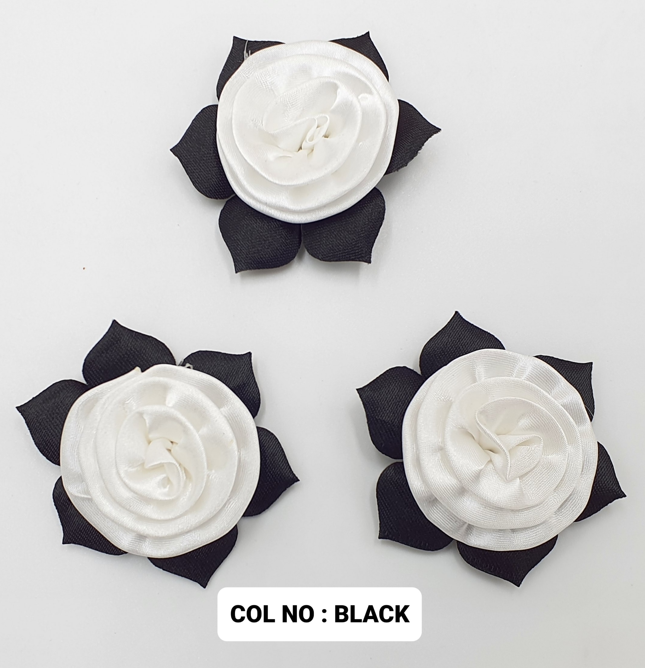 RIBBON FLOWER:20PC/PKT (1-320) - Black